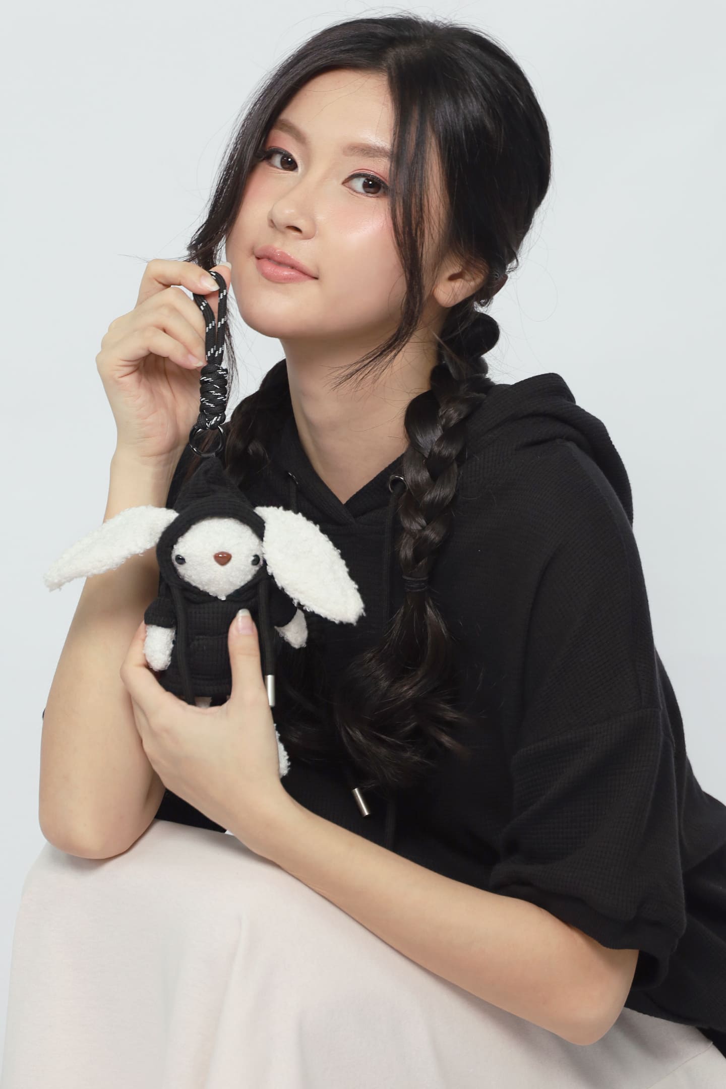 JOY - Rabibi Bunny Hoodie Top in Black