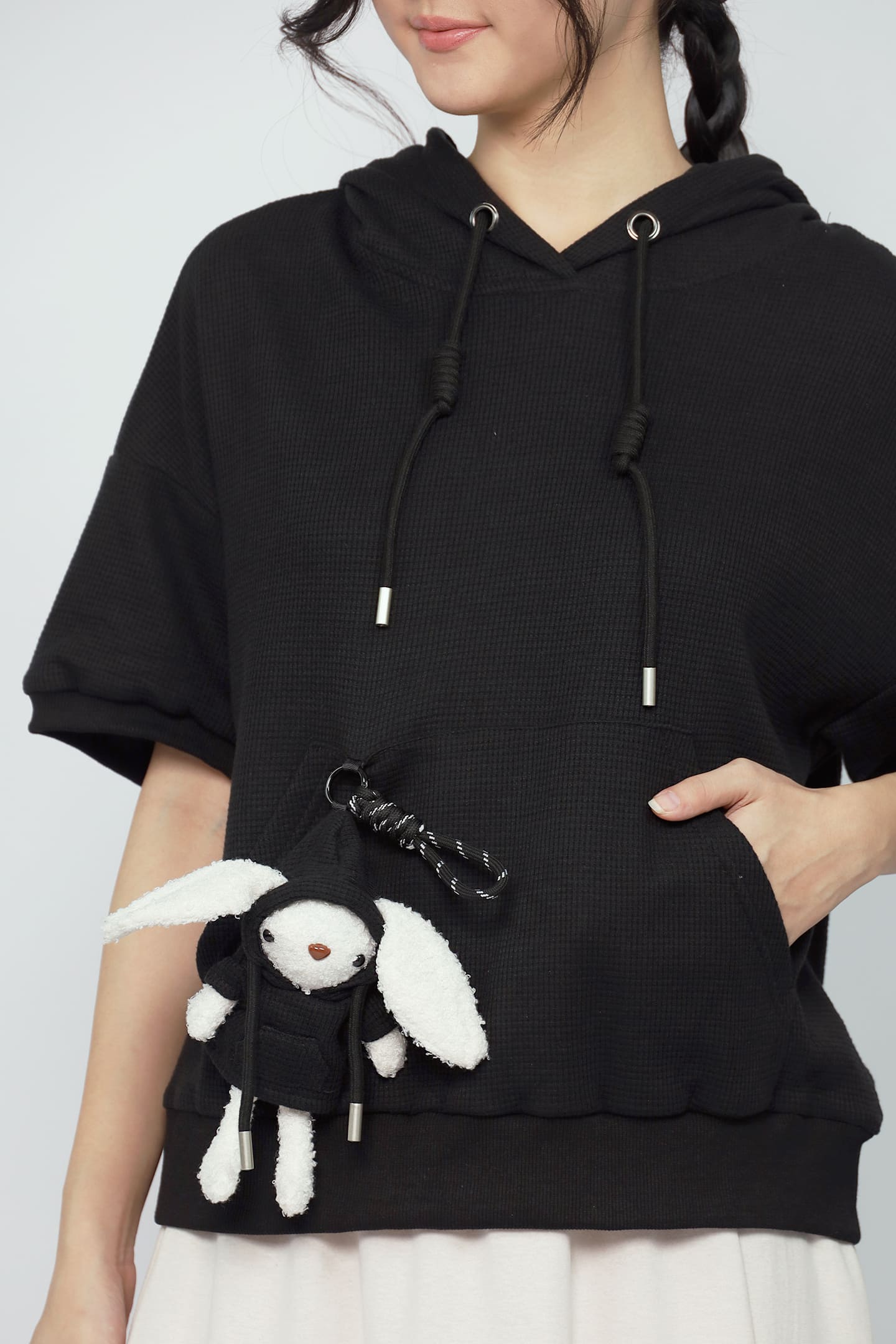 JOY - Rabibi Bunny Hoodie Top in Black