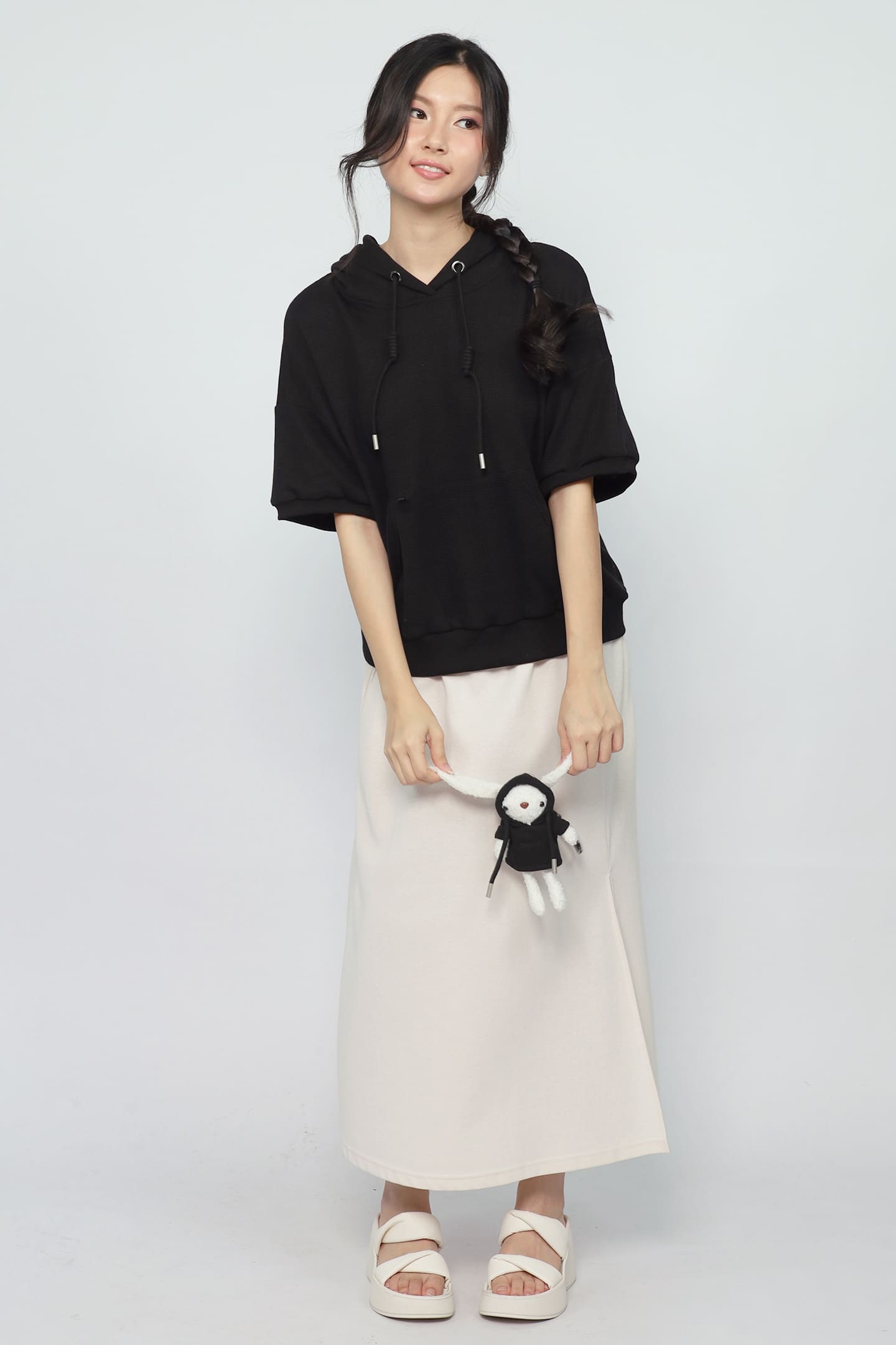 JOY - Rabibi Bunny Hoodie Top in Black