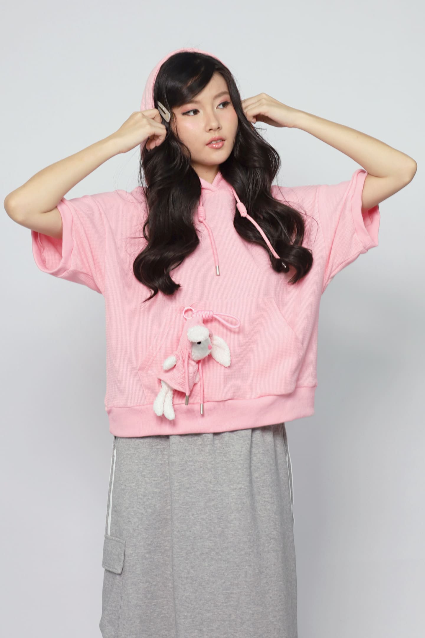 JOY - Rabibi Bunny Hoodie Top in Pink