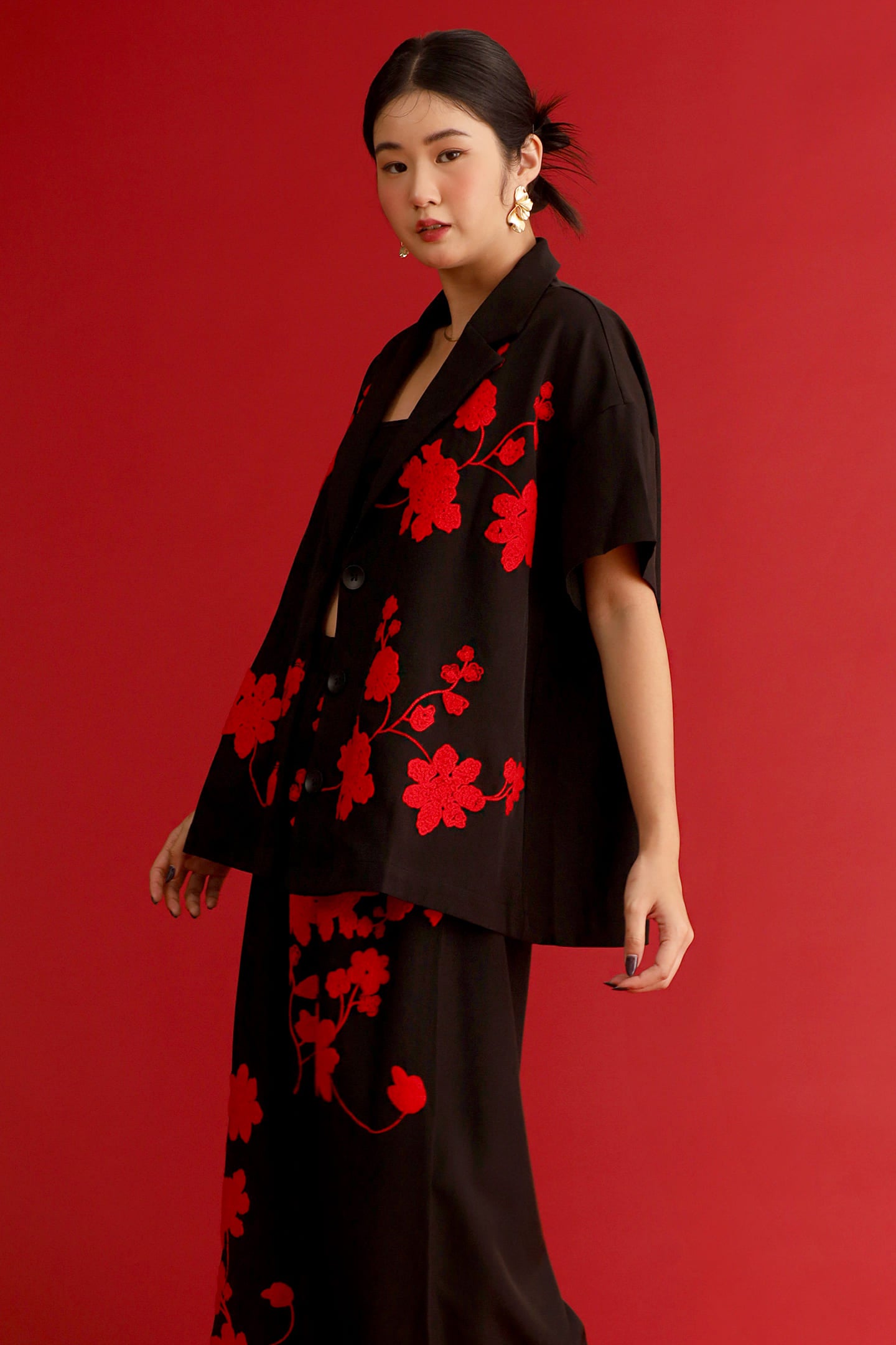 CHOSEN - Red Dynasty Embroidered Blazer