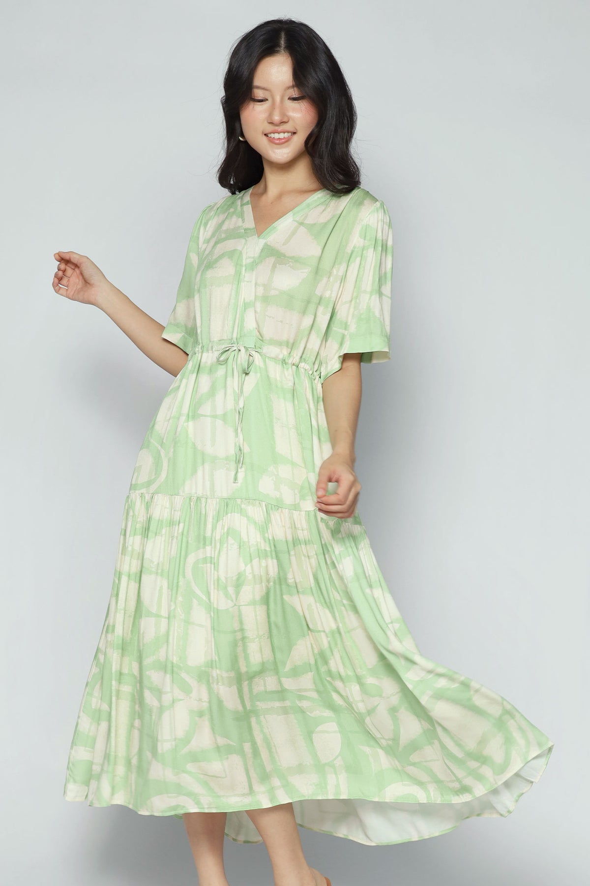 Reisha Dress in Sage Strokes