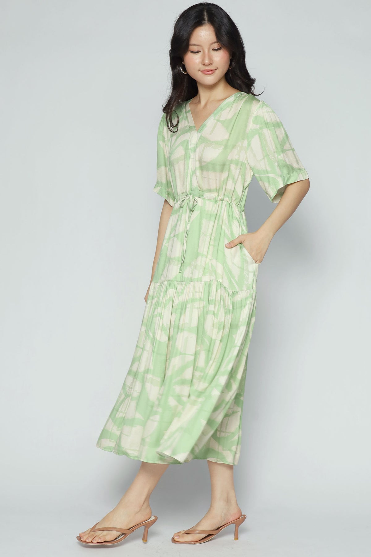 Reisha Dress in Sage Strokes