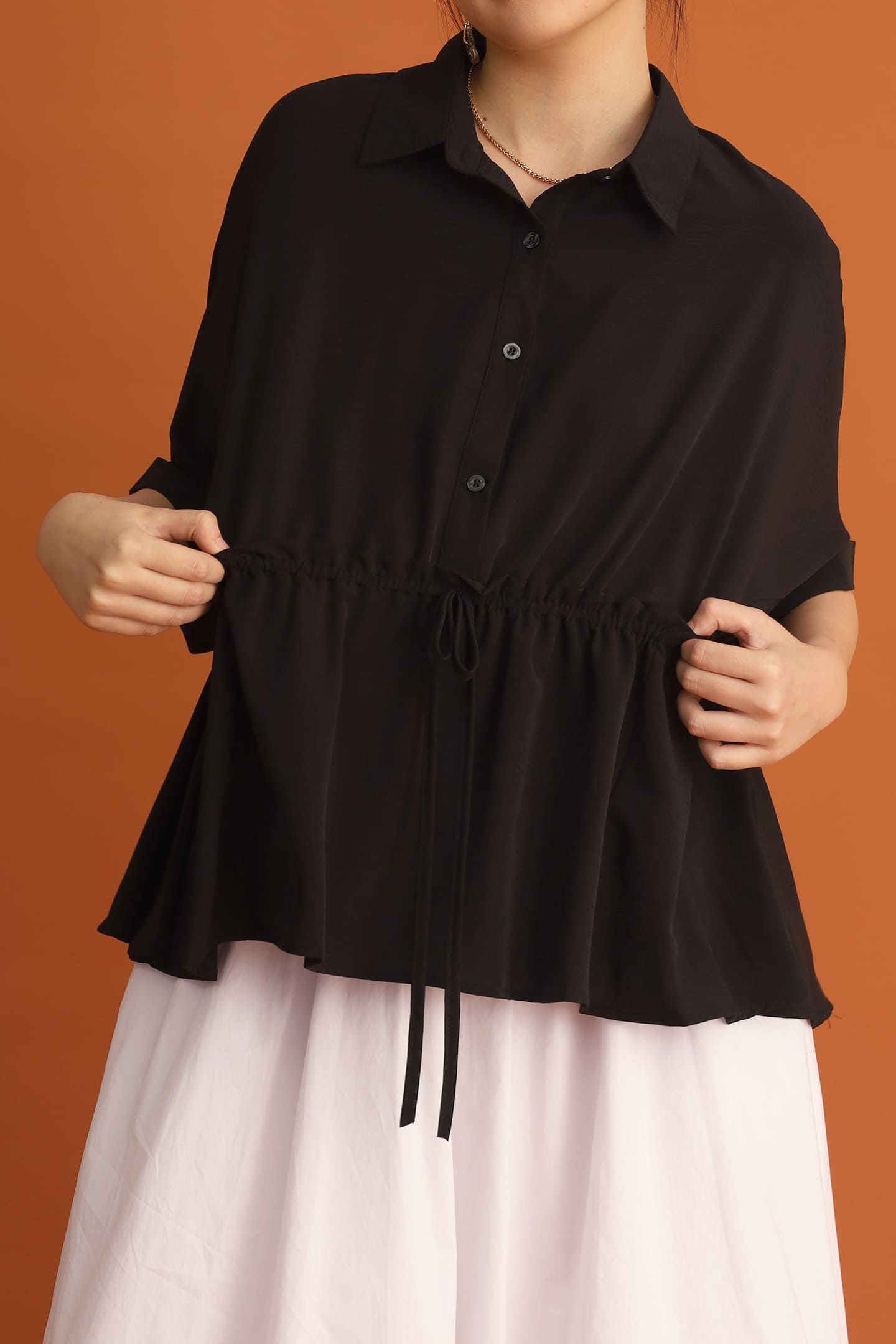 CHOSEN: Cath Drawstring Top in Black