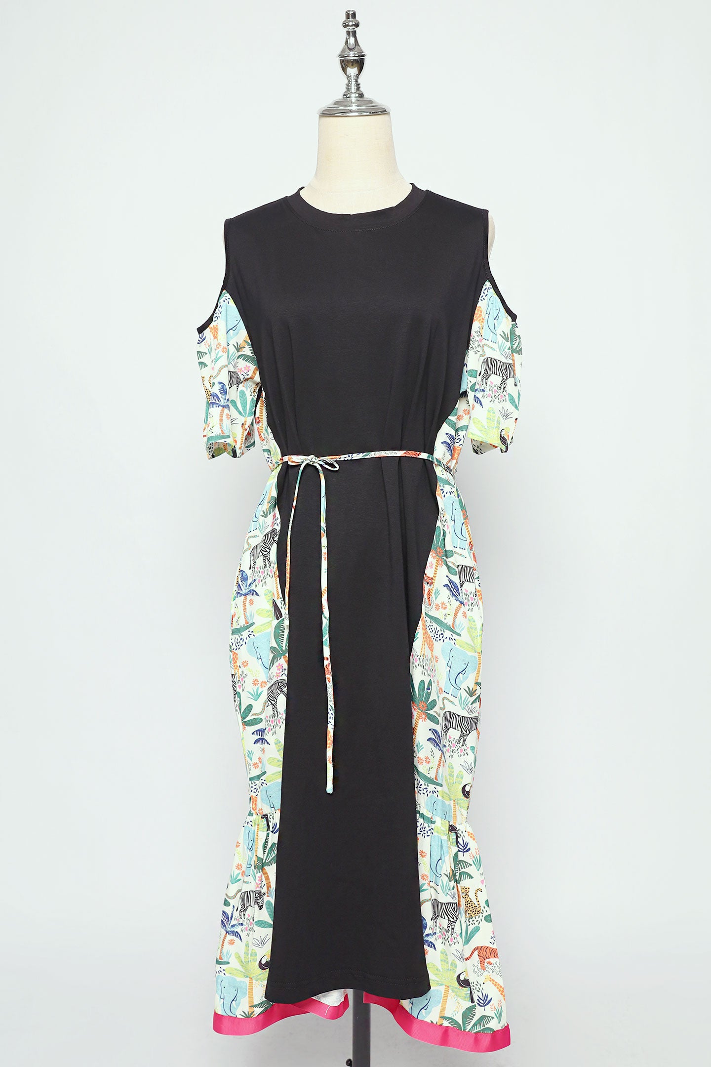 PO - Roselle Cold Shoulder Dress in Animal Jungle