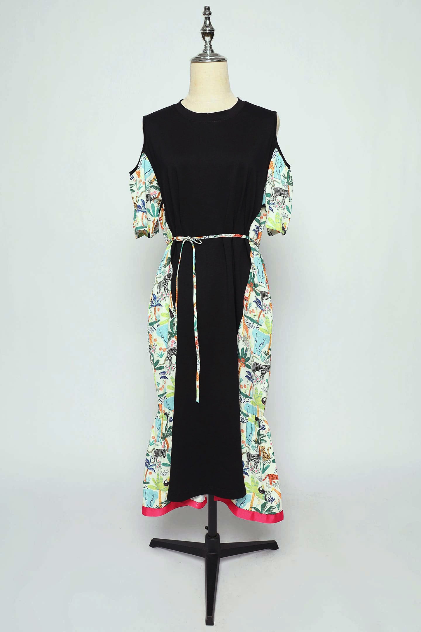 PO - Roselle Cold Shoulder Dress in Animal Jungle
