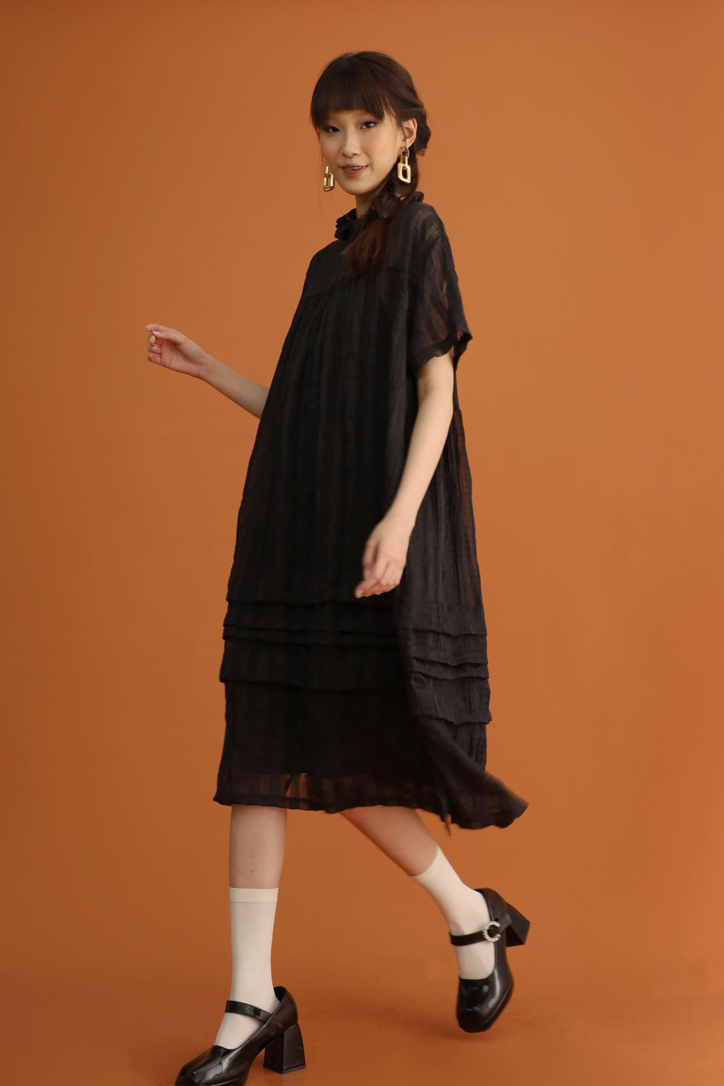 CHOSEN - Sen 2 in 1 Textured Dress in Black