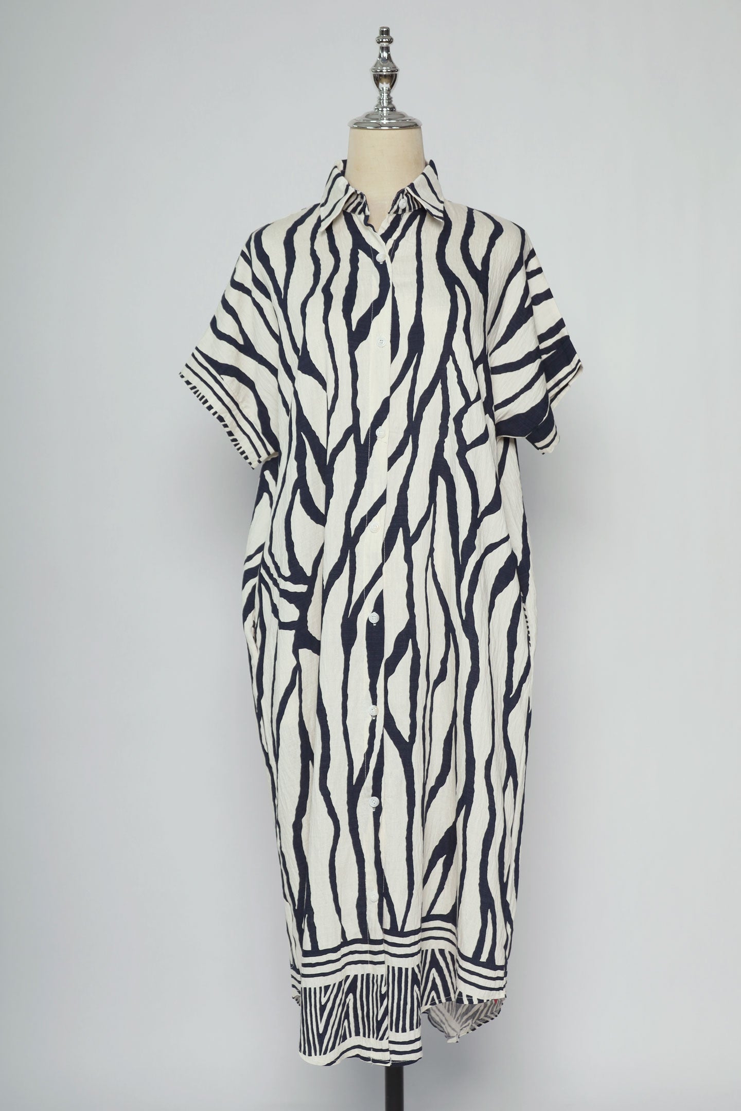 PO - Shanny Shirt Dress in White Abstract