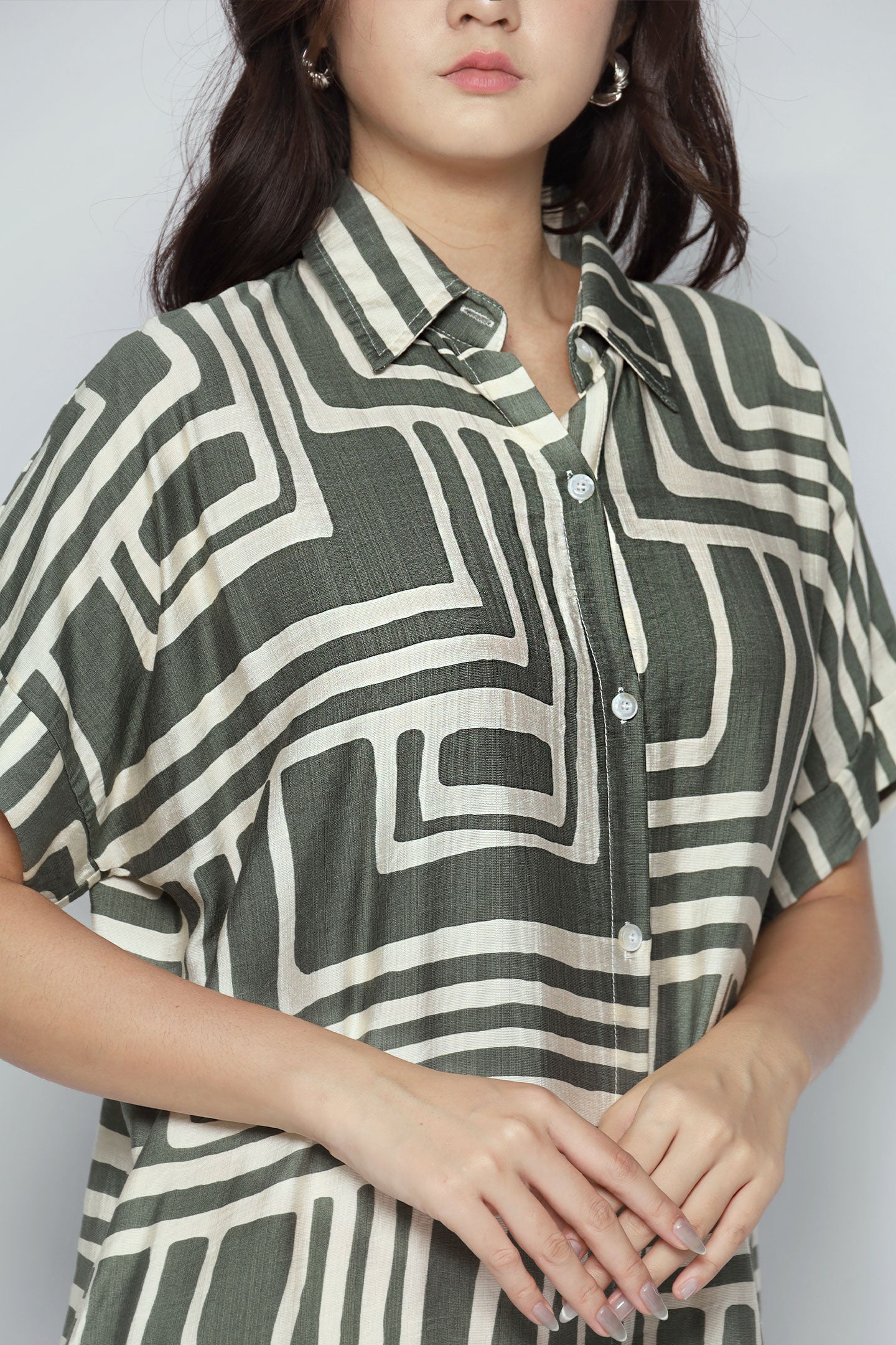 Backorders Shanny Shirt Dress in Green Tracks