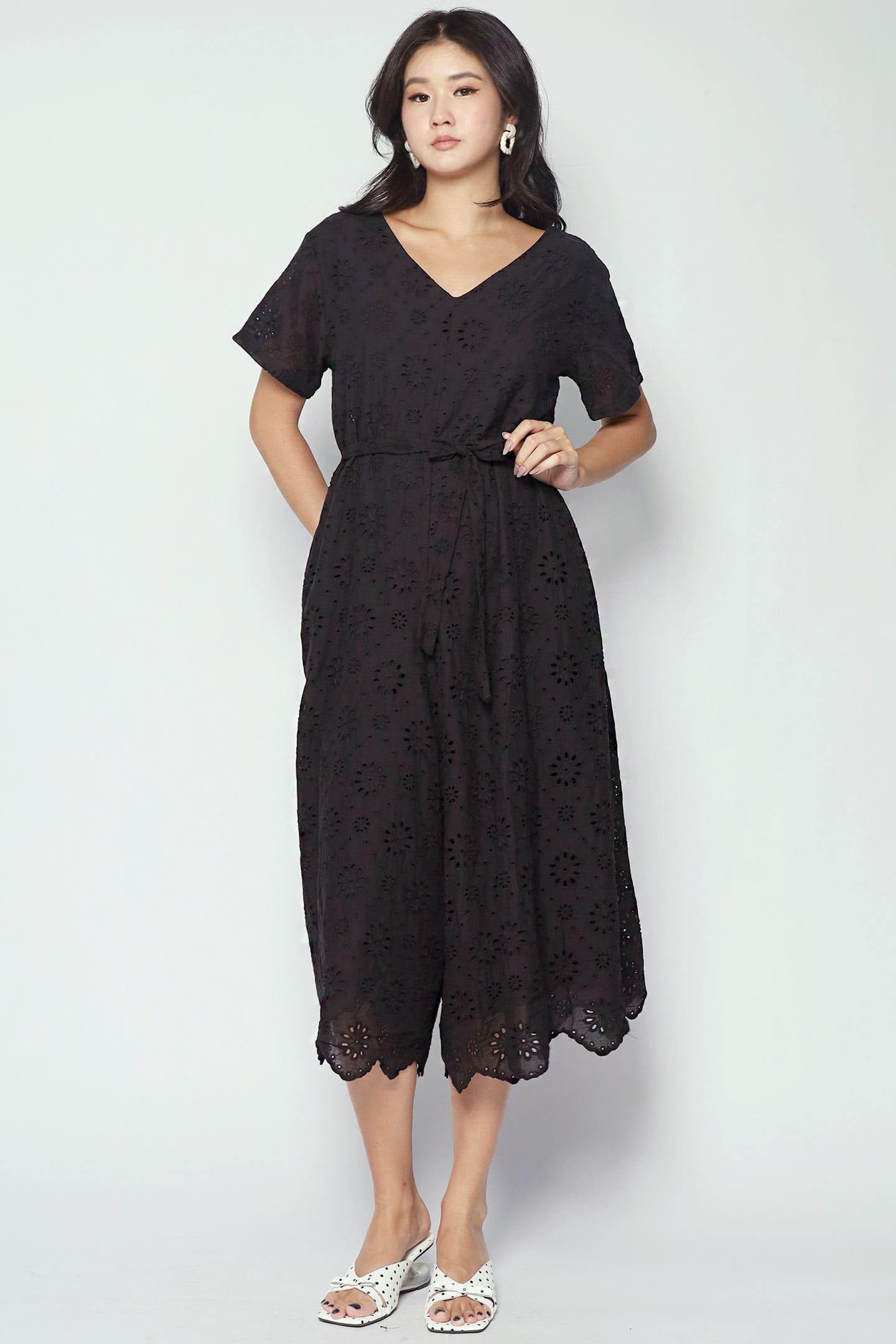 Shirokuro Jumpsuit in Black Crochet
