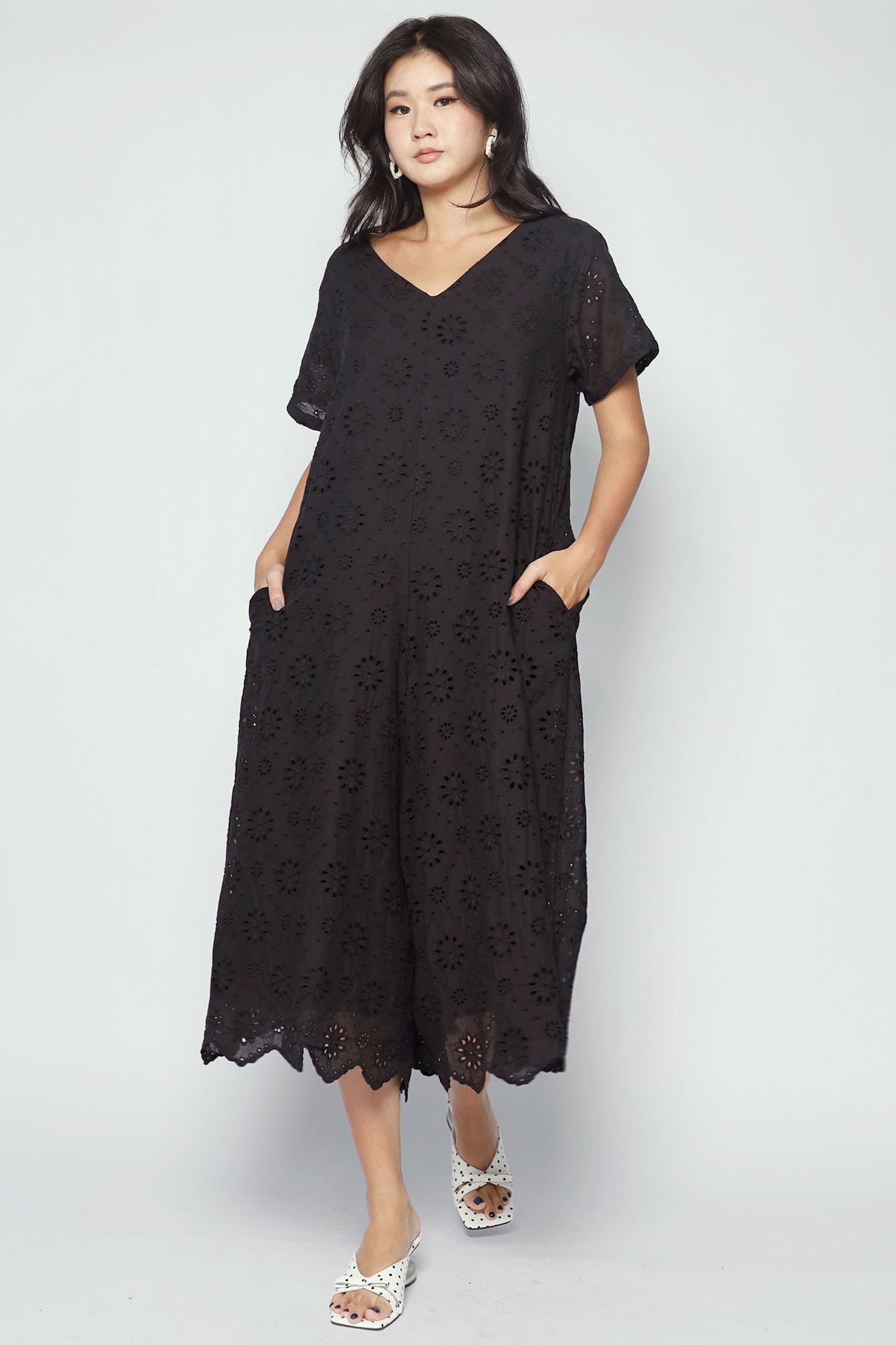 Shirokuro Jumpsuit in Black Crochet