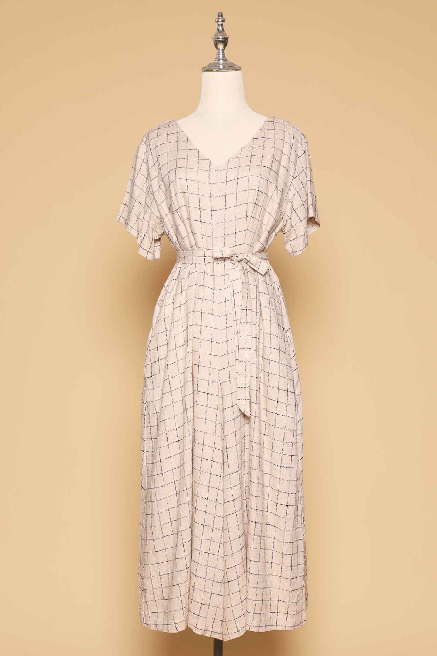 PO - Shirokuro Jumpsuit in Linen Check