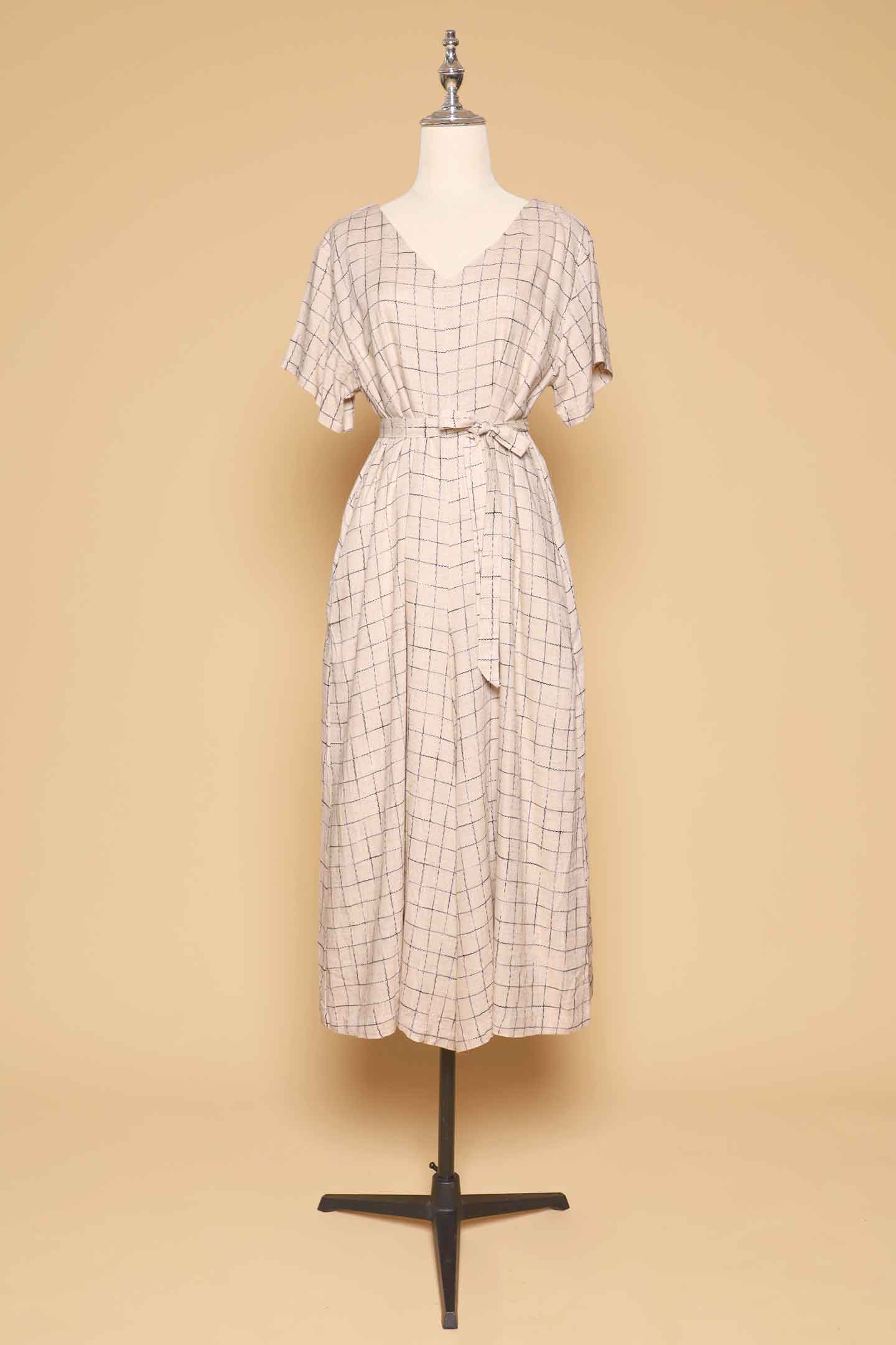 PO - Shirokuro Jumpsuit in Linen Check