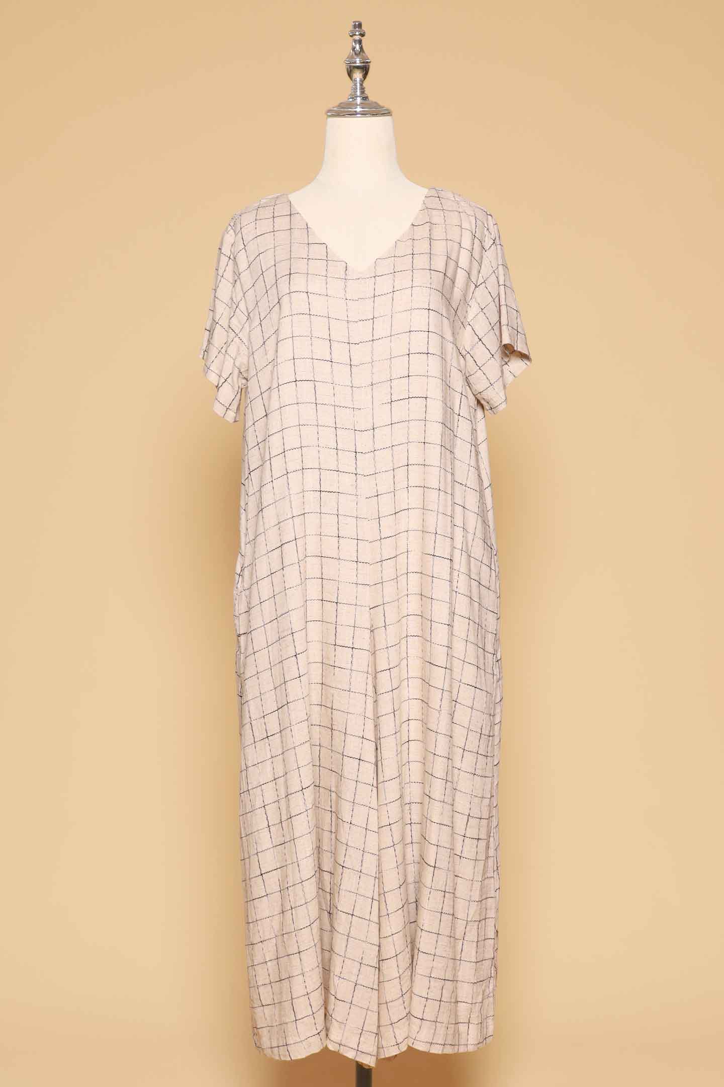 PO - Shirokuro Jumpsuit in Linen Check