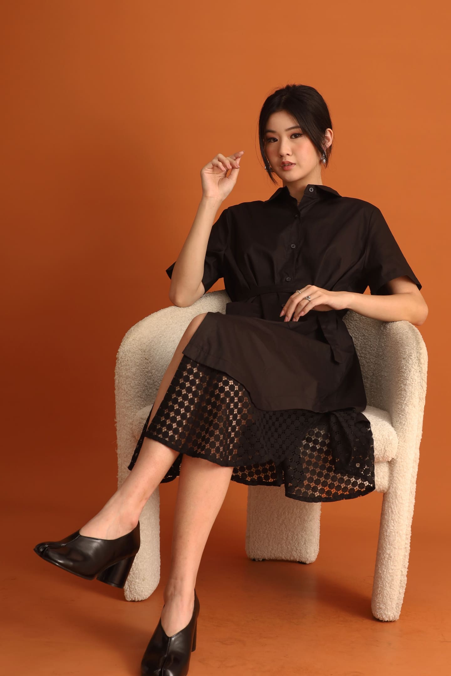 CHOSEN - Hyein Netted Dress in Black