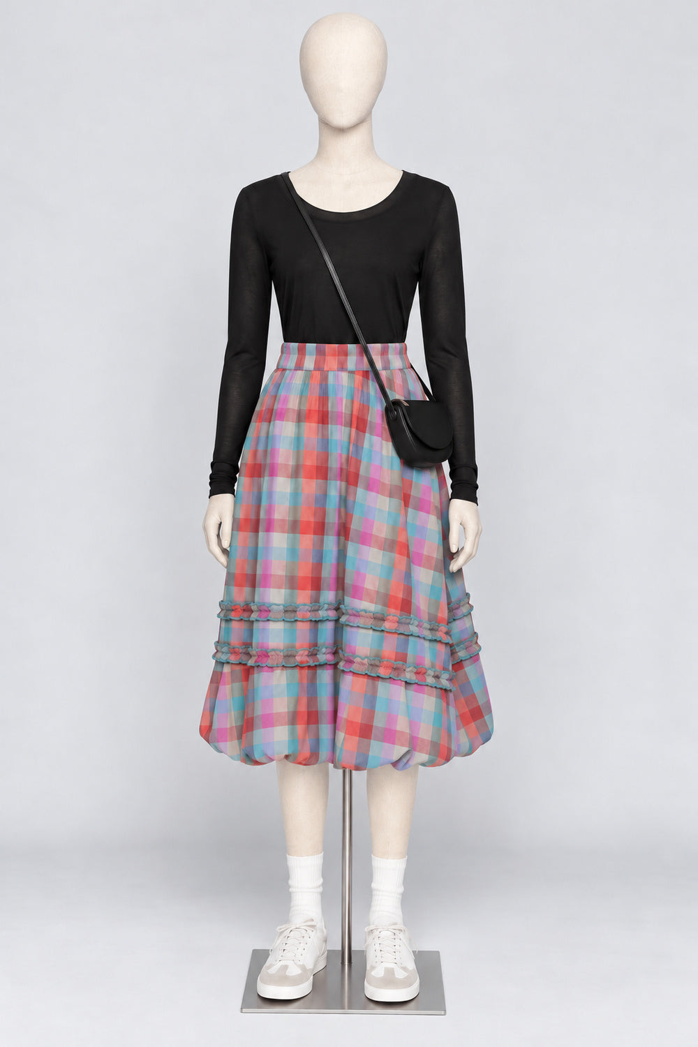 PO - Jewel Checkered Balloon Skirt