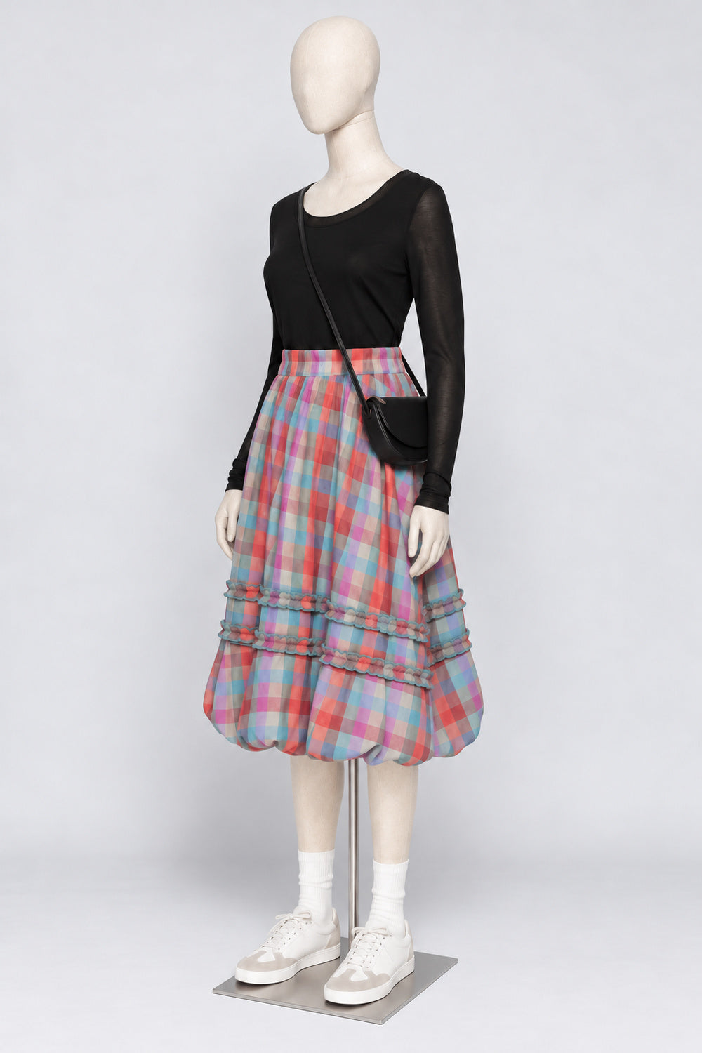 PO - Jewel Checkered Balloon Skirt