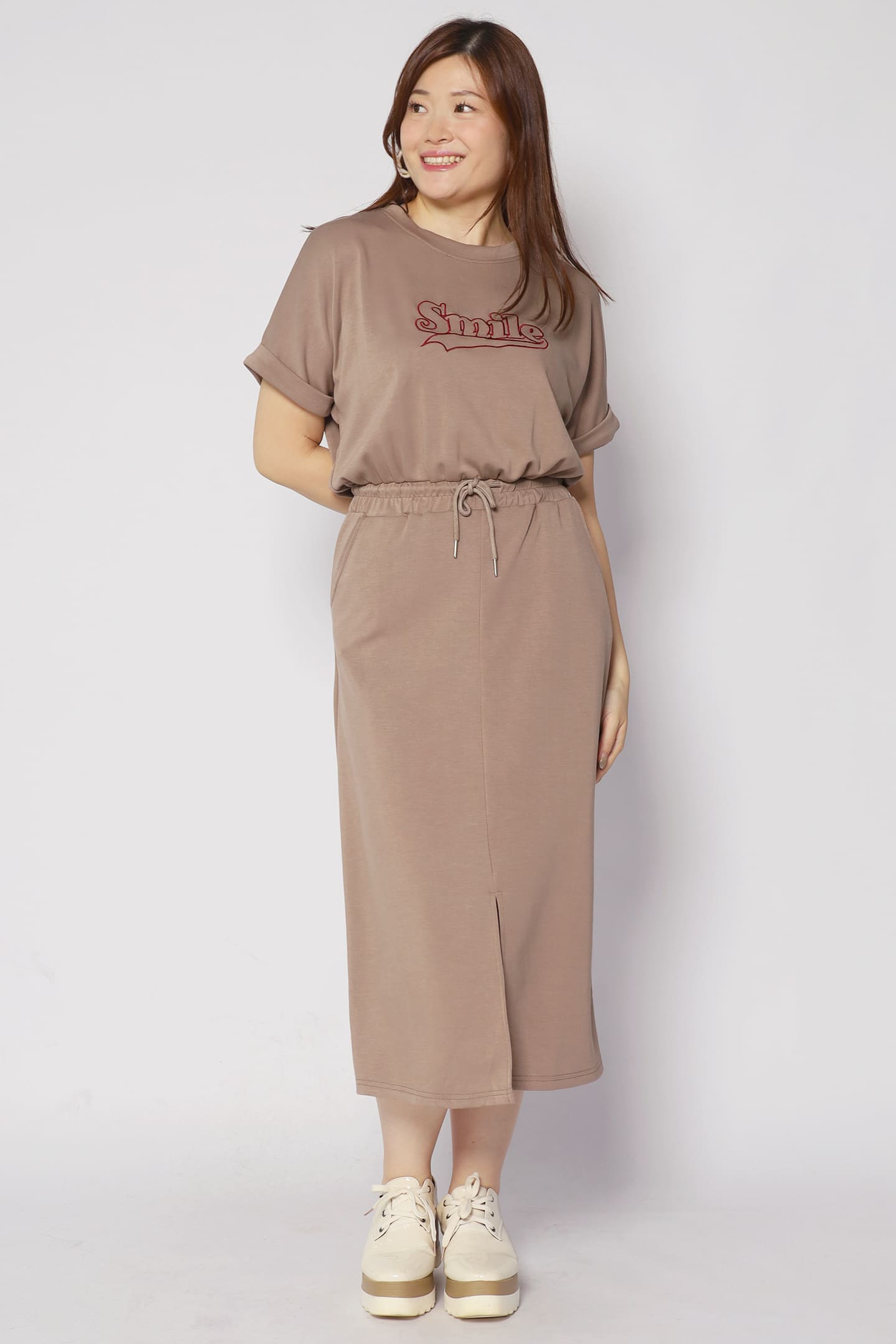 Backorders Smiling at You Dress in Khaki Brown