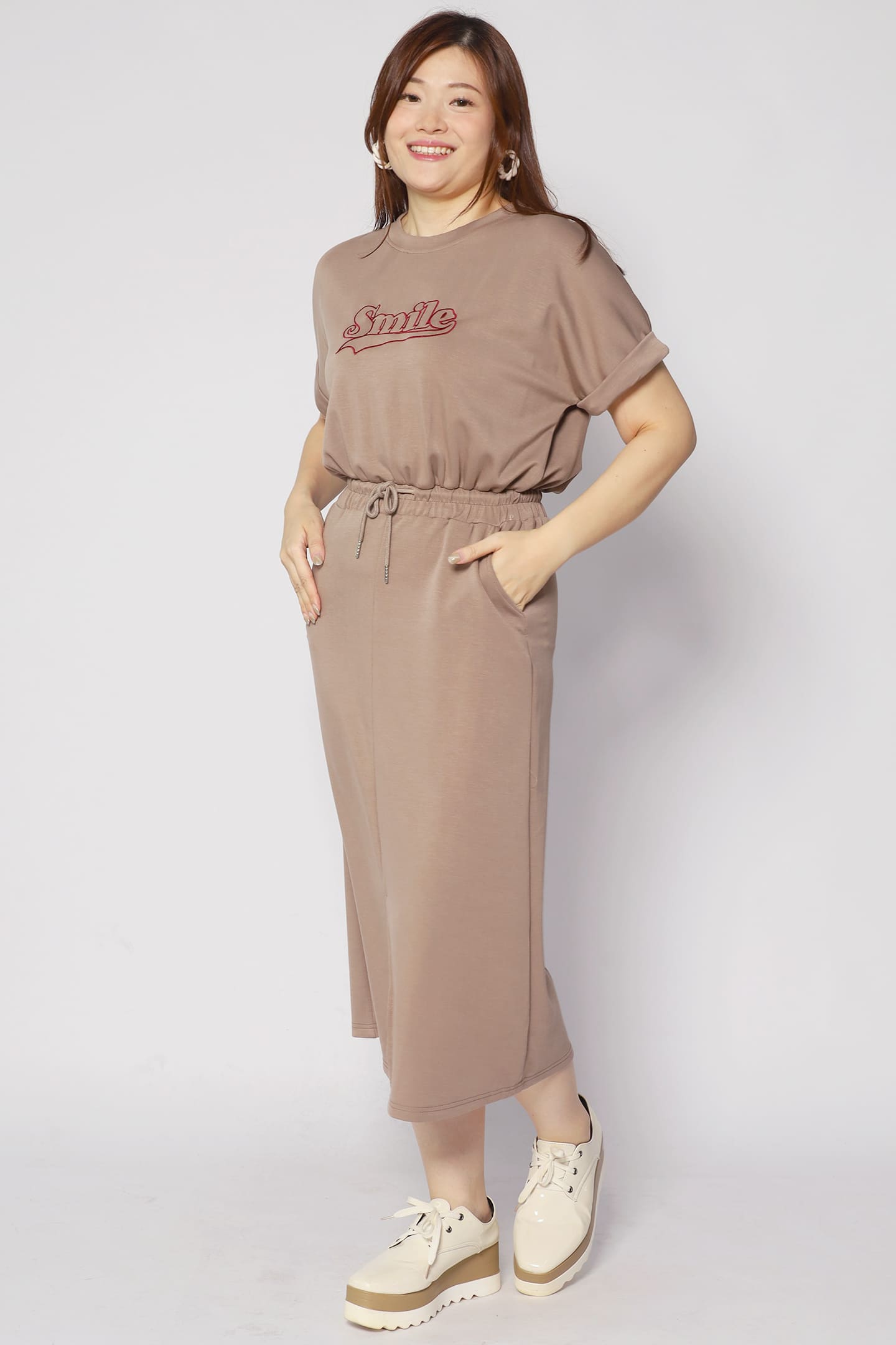 Backorders Smiling at You Dress in Khaki Brown