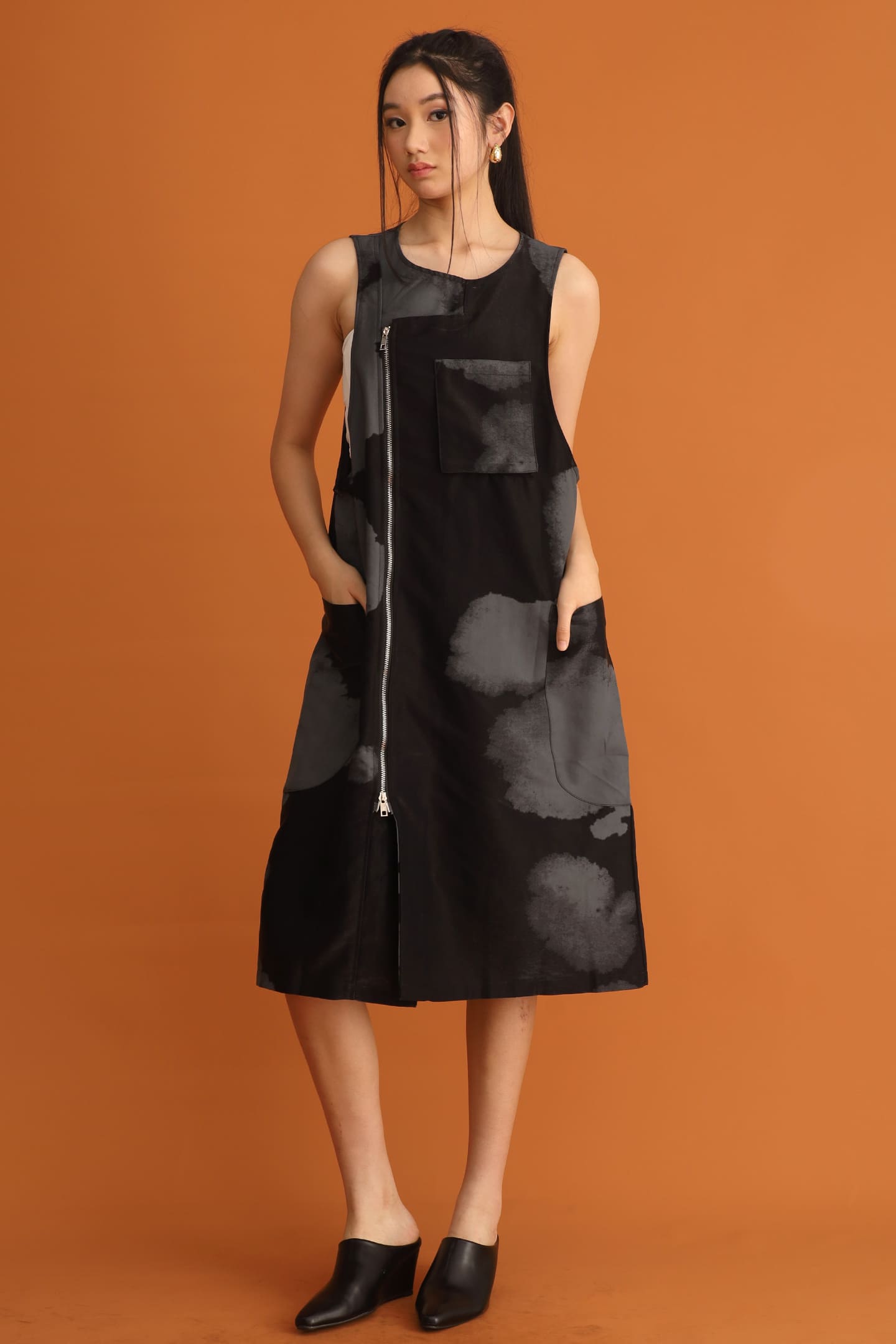 CHOSEN - Song Shimmer Zipper Longline Top / Dress