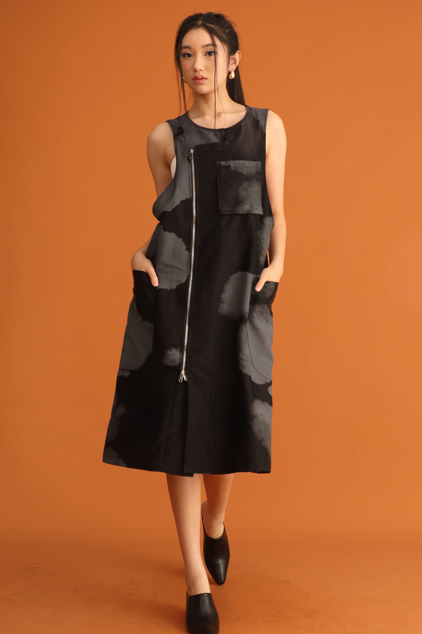 CHOSEN - Song Shimmer Zipper Longline Top / Dress