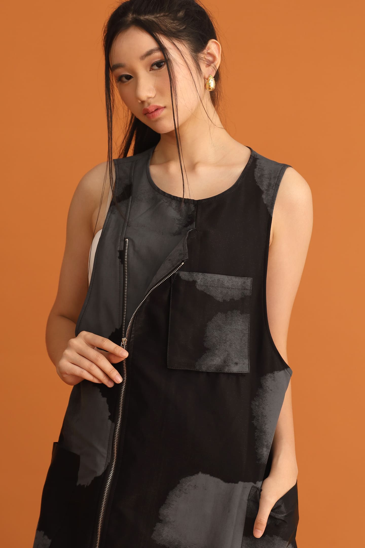 CHOSEN - Song Shimmer Zipper Longline Top / Dress