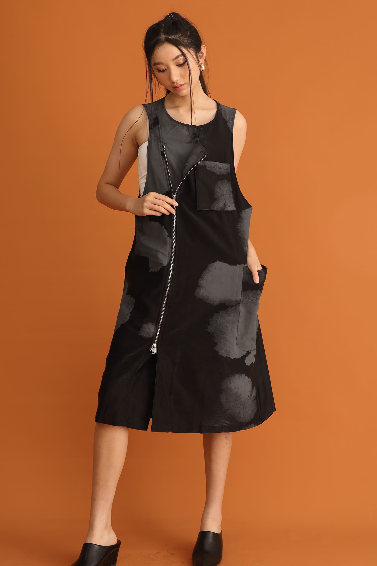 CHOSEN - Song Shimmer Zipper Longline Top / Dress