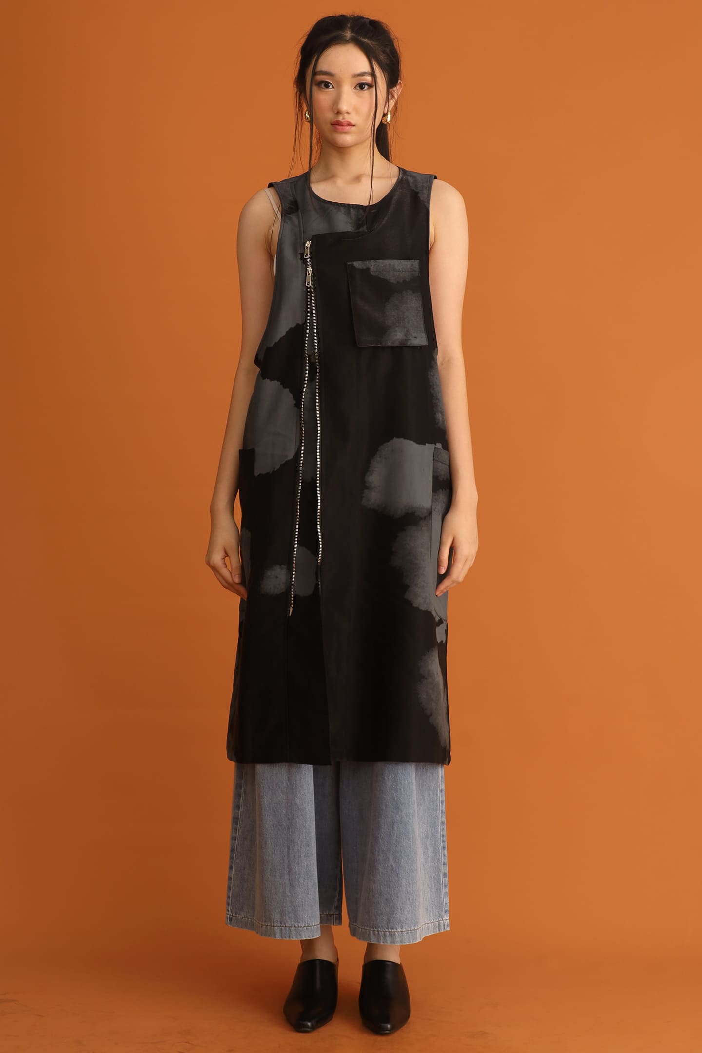 CHOSEN - Song Shimmer Zipper Longline Top / Dress