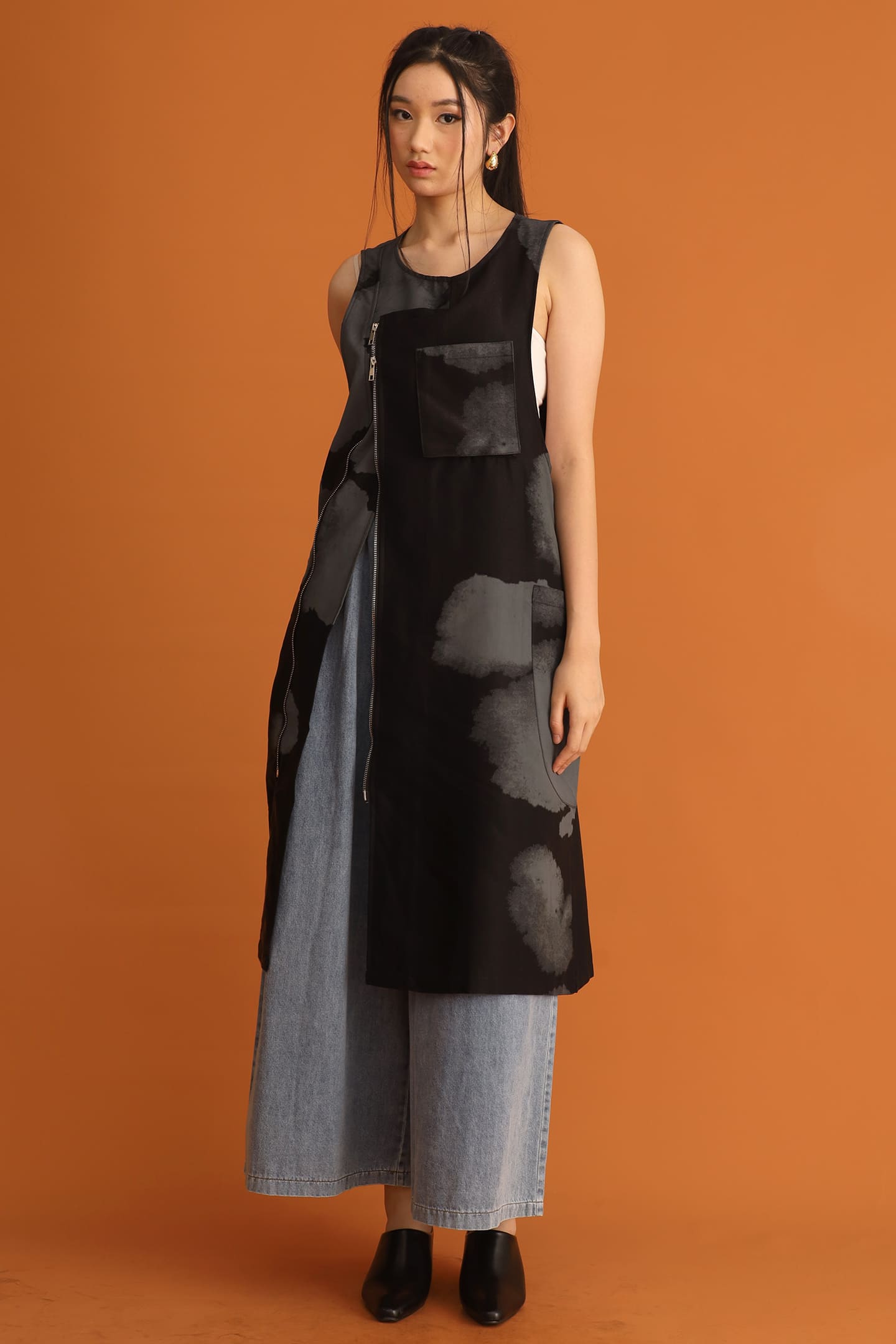 CHOSEN - Song Shimmer Zipper Longline Top / Dress