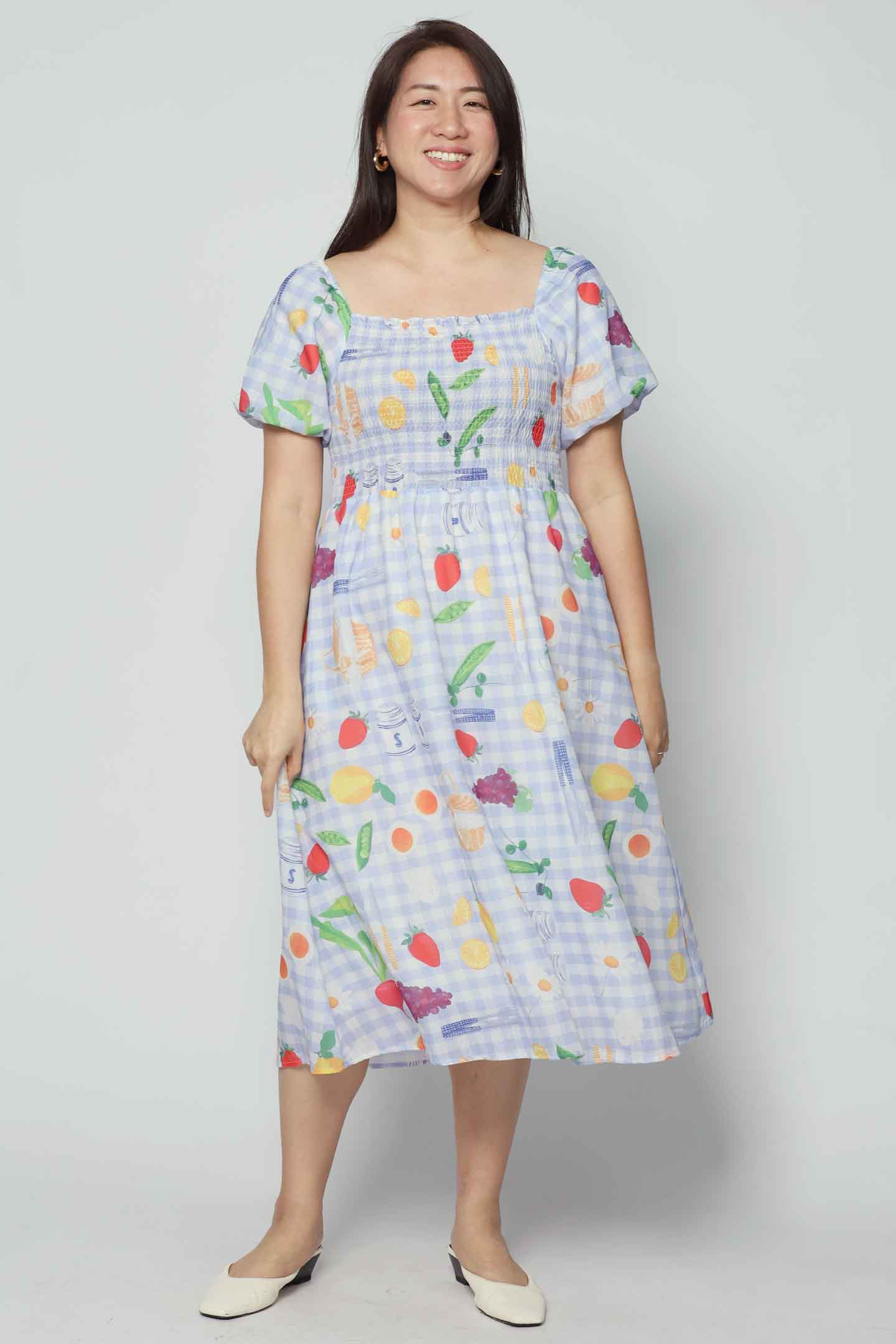 Sora Dress in Citrus Picnic