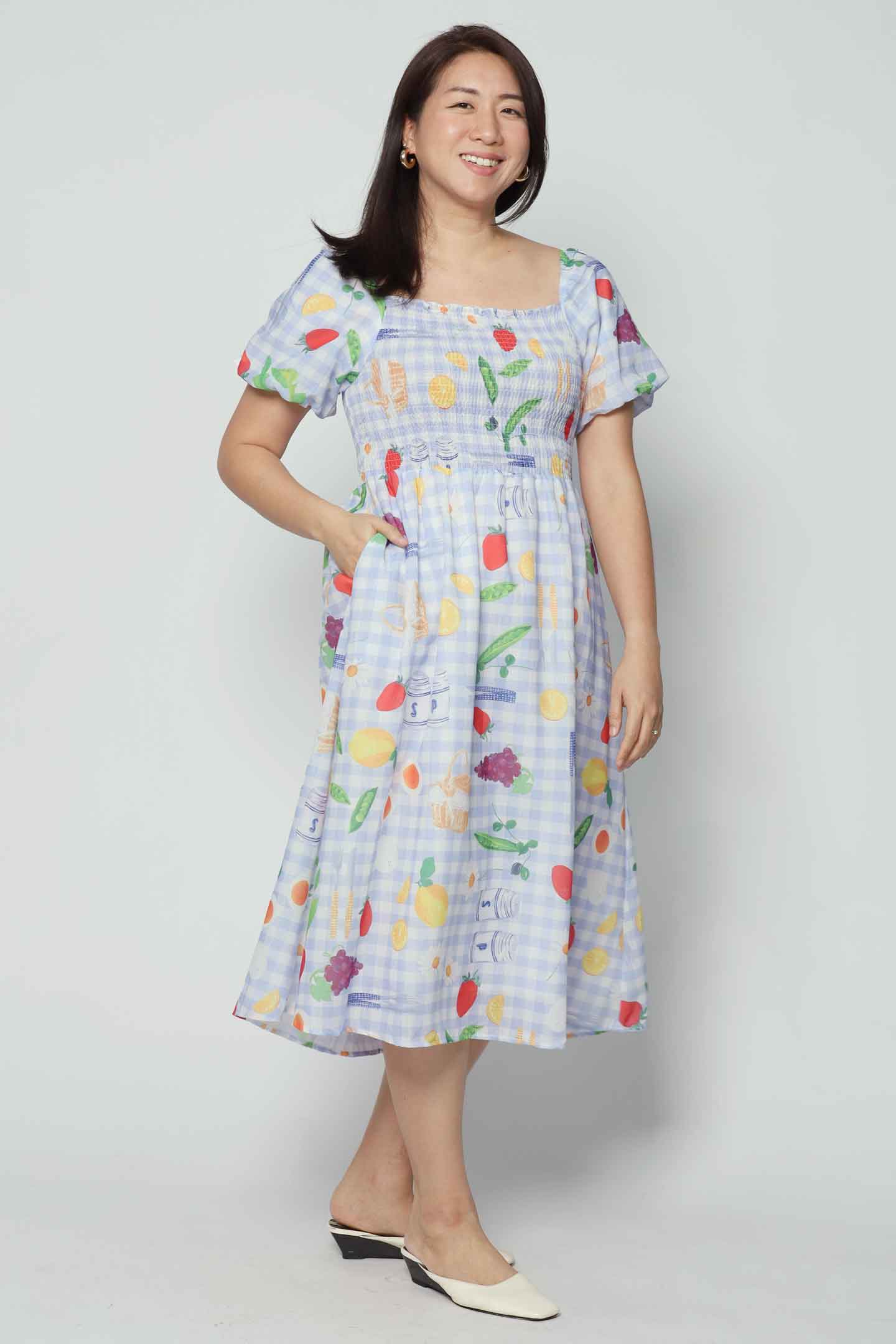 Sora Dress in Citrus Picnic