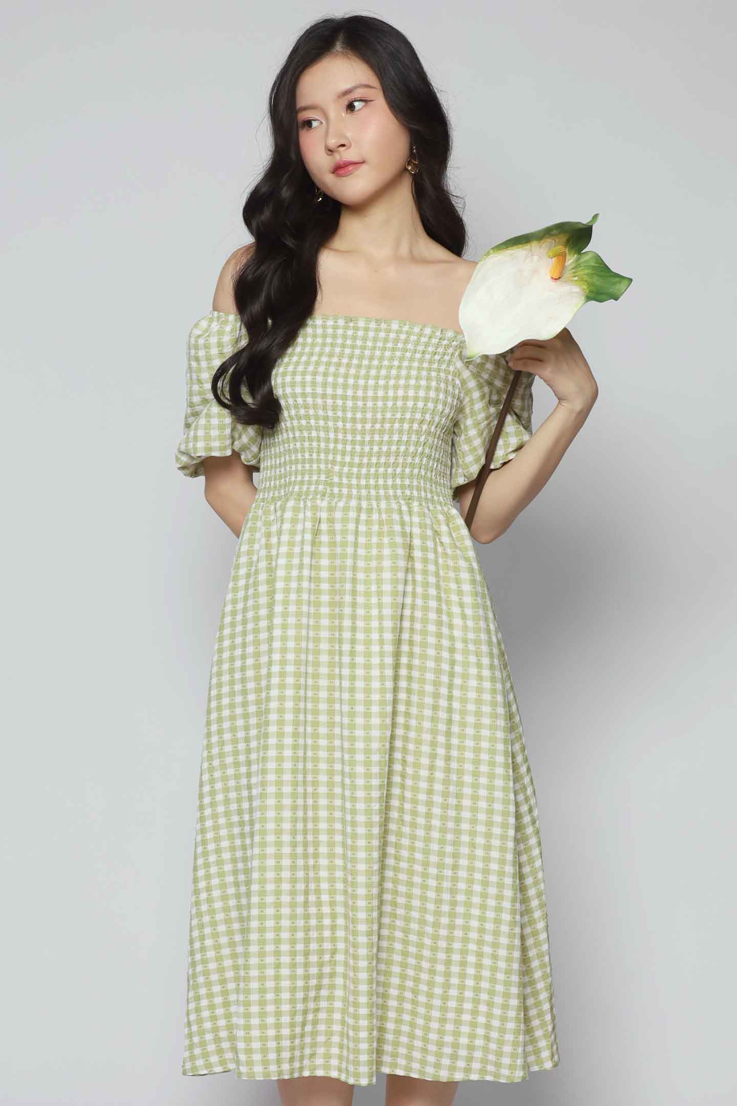 Sora Dress in Green Checkmate