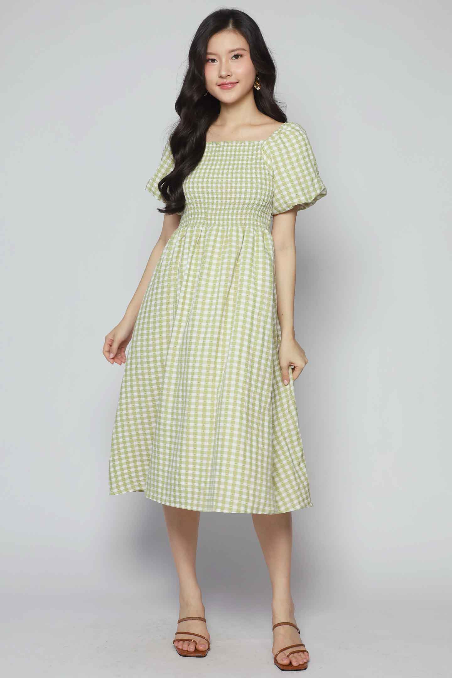 Sora Dress in Green Checkmate