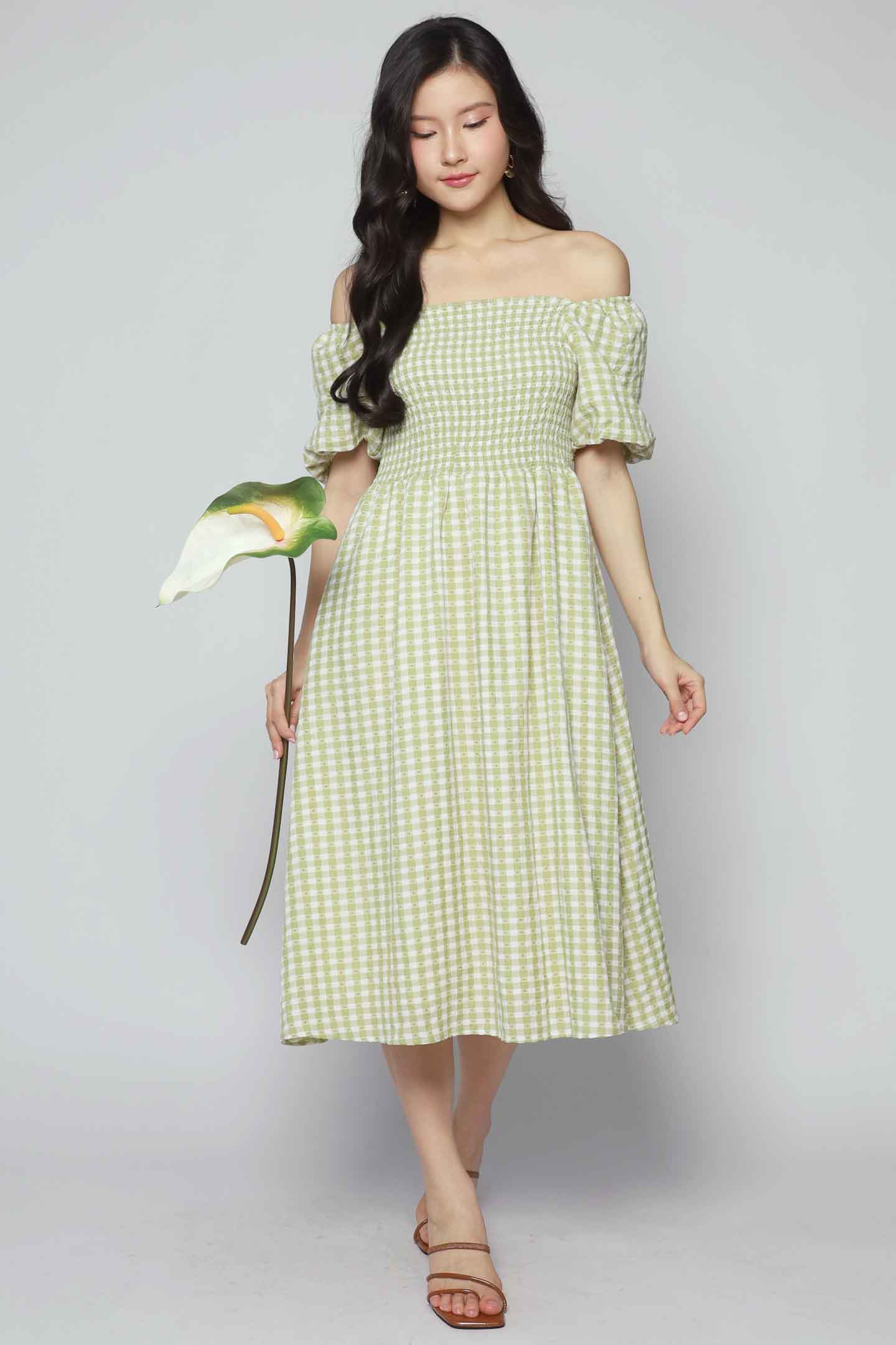 Sora Dress in Green Checkmate
