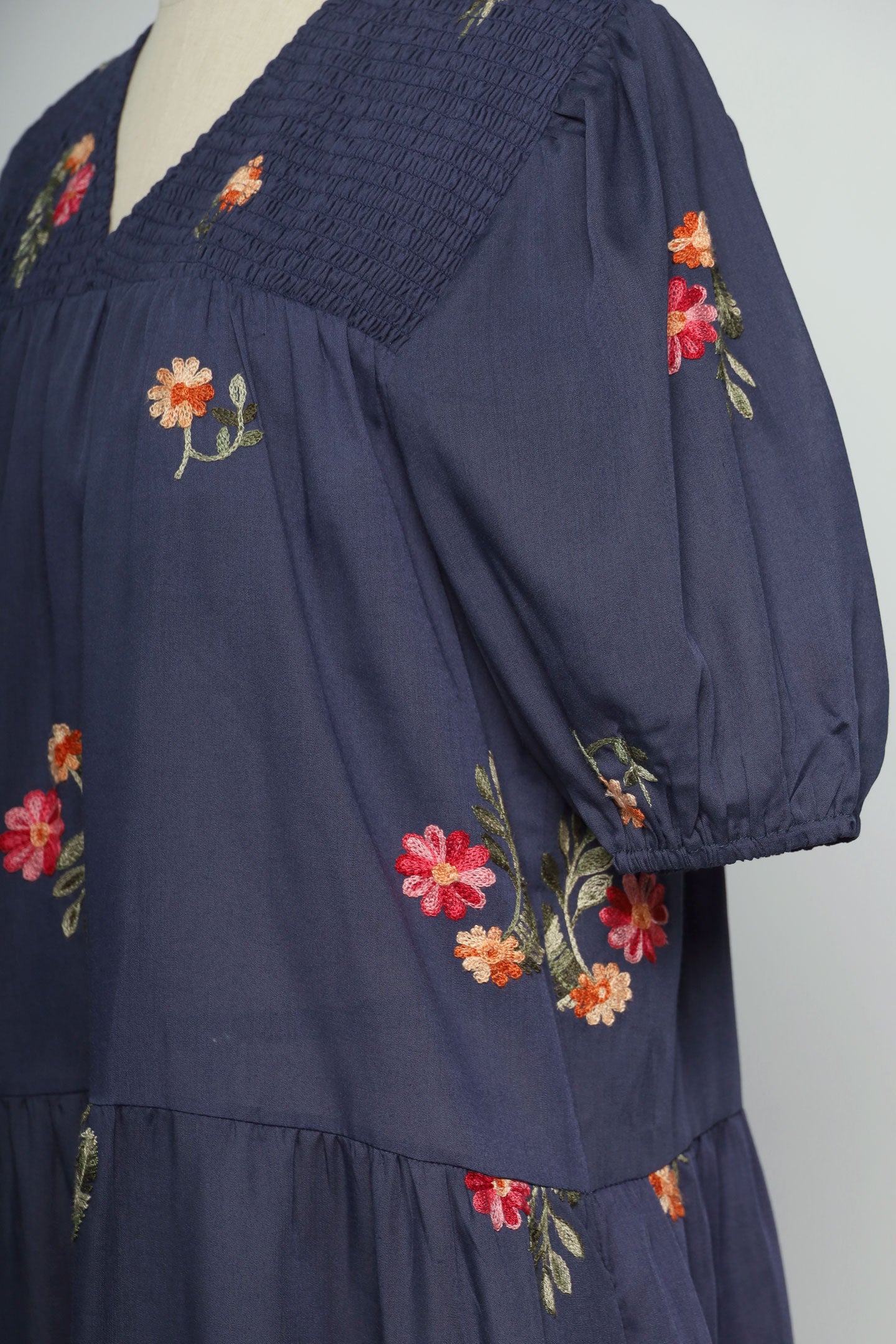 PO - Sydney Dress in Blue Petal Embroidery