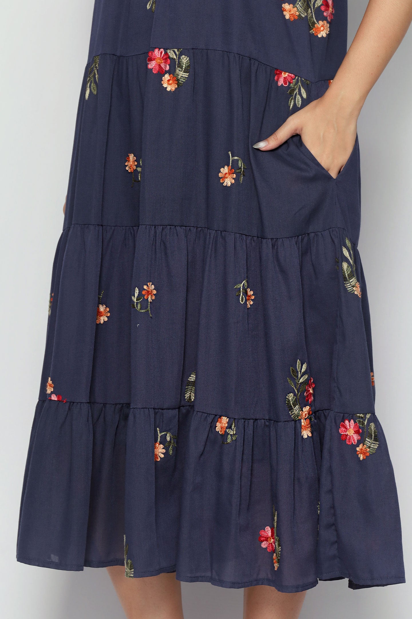 Backorders Sydney Dress in Blue Petal Embroidery