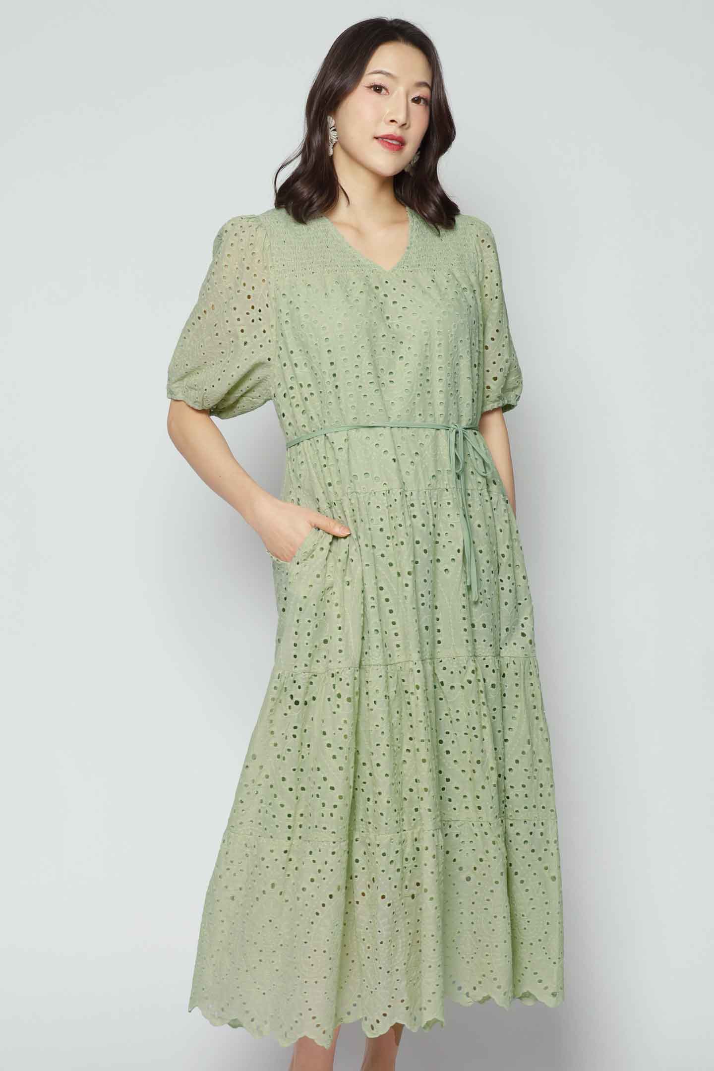 Sydney Dress in Mint Green Crochet