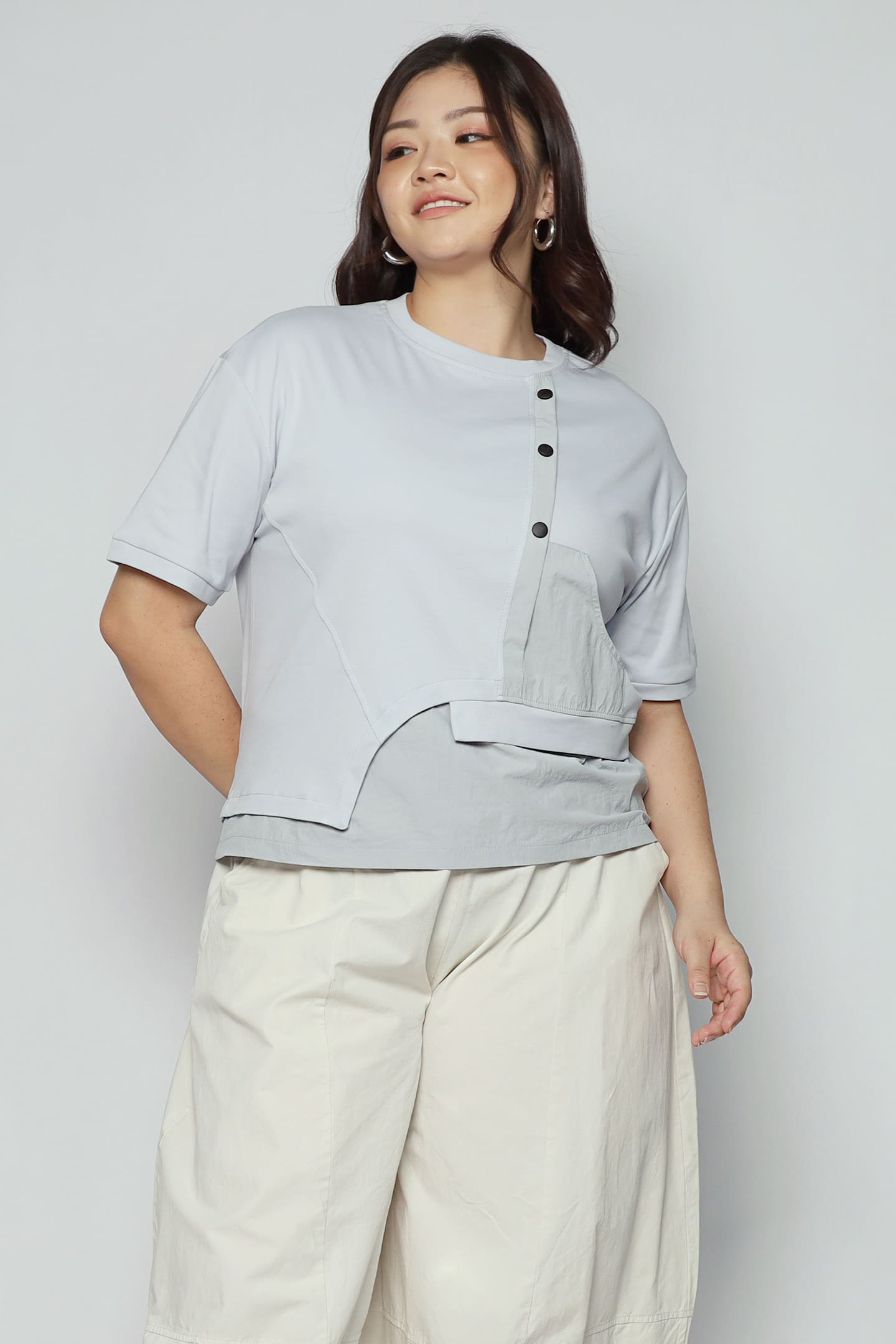Easy By TE - Tammy Button Top in Baby Blue