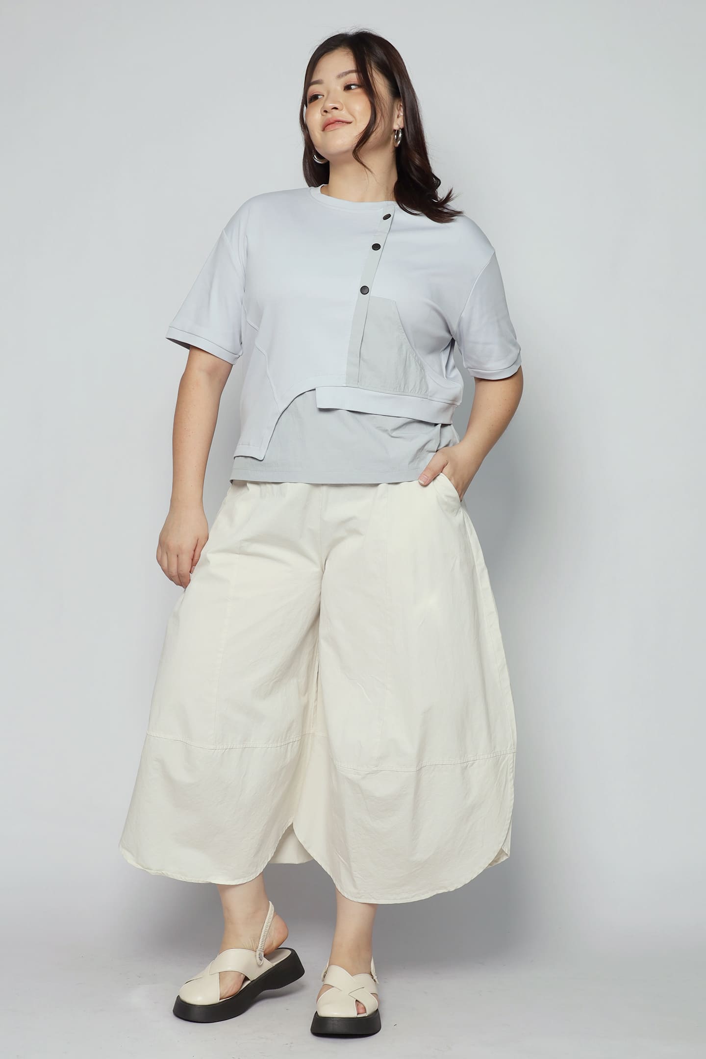 Easy By TE - Tammy Button Top in Baby Blue