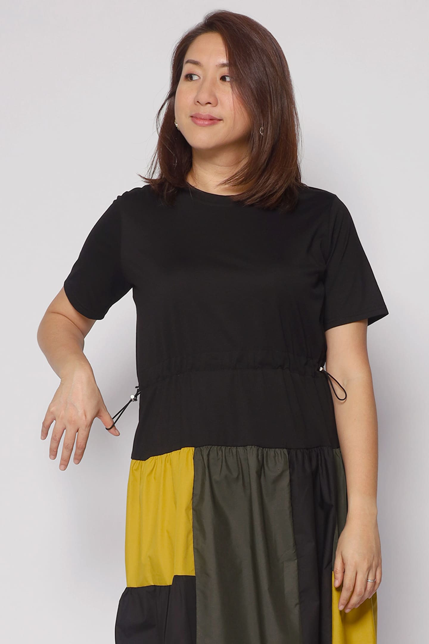 Backorders Tania Colourblock Dress in Yellow Green