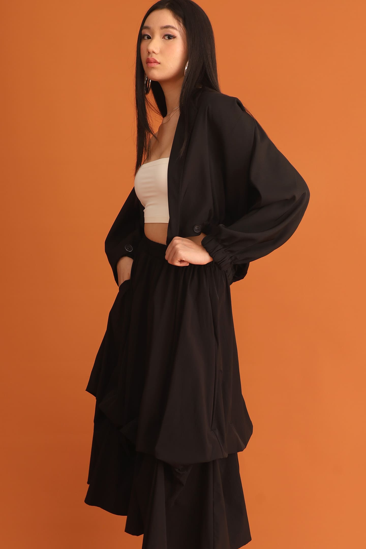 CHOSEN - Tate 2 Way Jacket Top in Black
