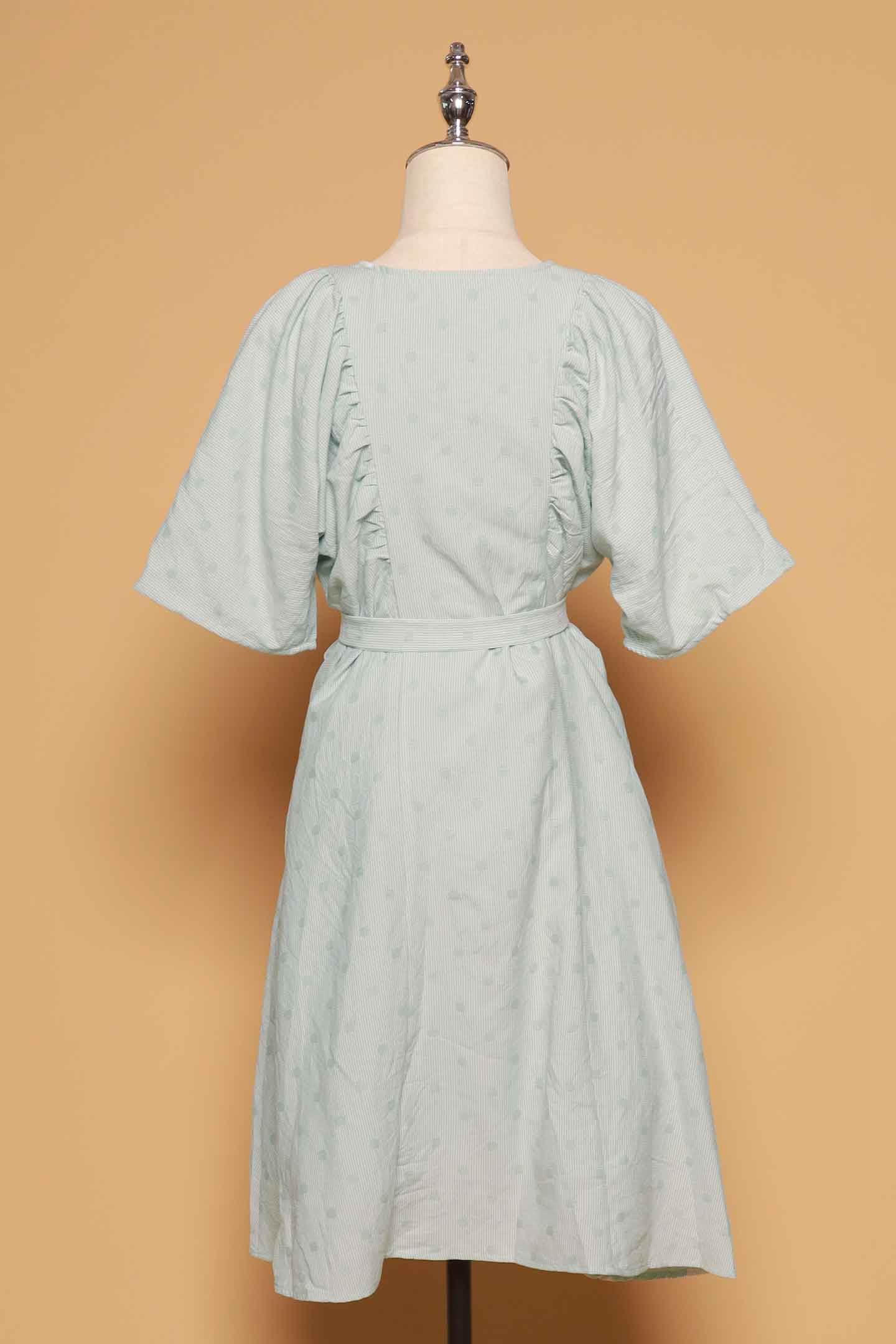 PO - Tayler V Dress in Mint Polkadot Check