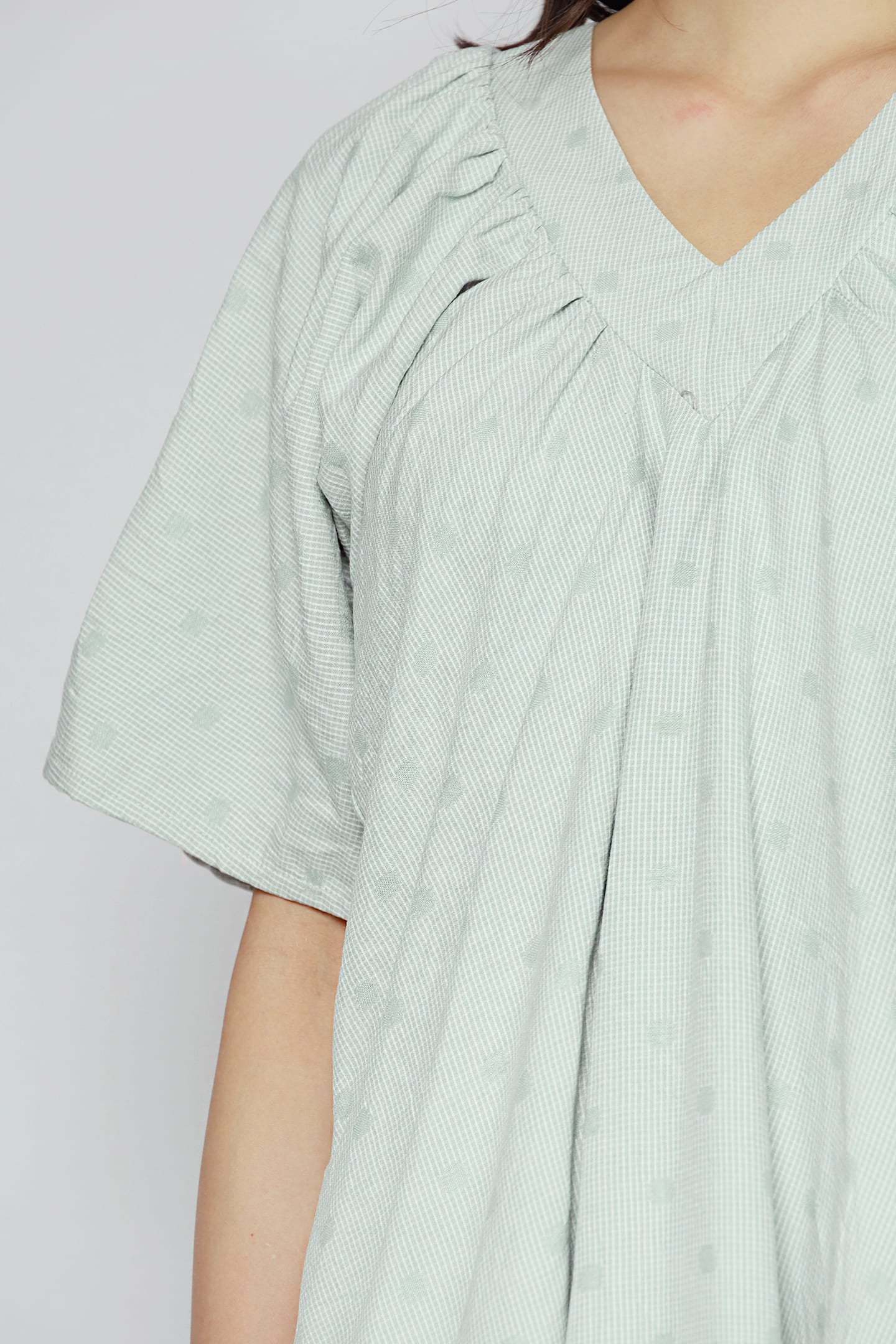 Tayler V Dress in Mint Polkadot Check