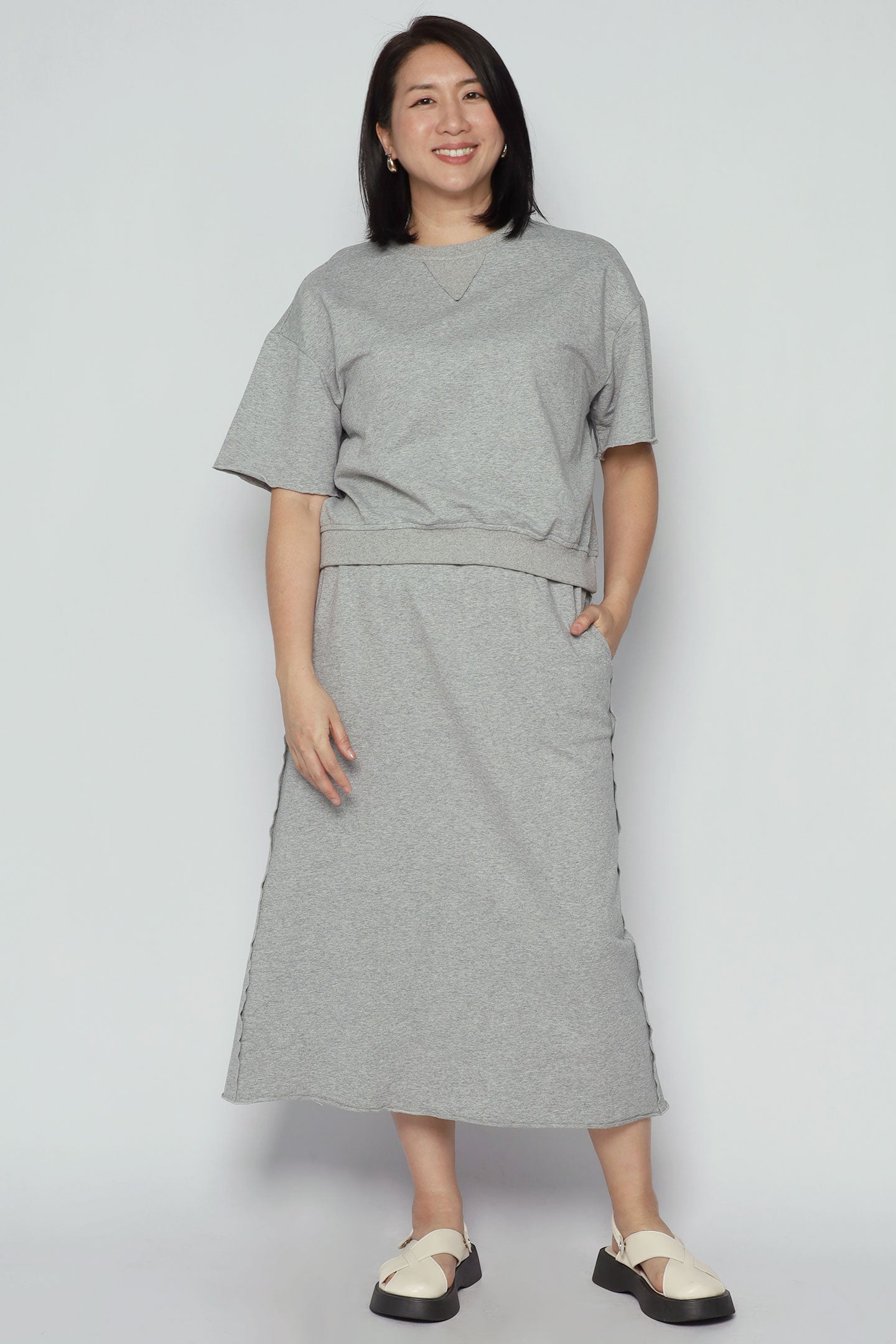 Trixie 2 in 1 Top and Skirt Set in Grey