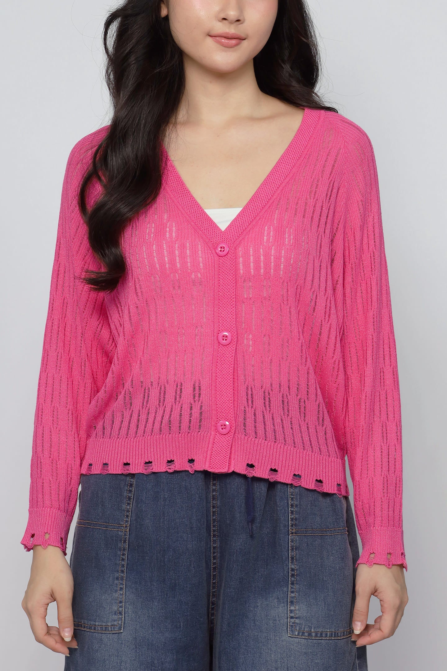 JOY - Twinkie Knit Cardigan in Pink