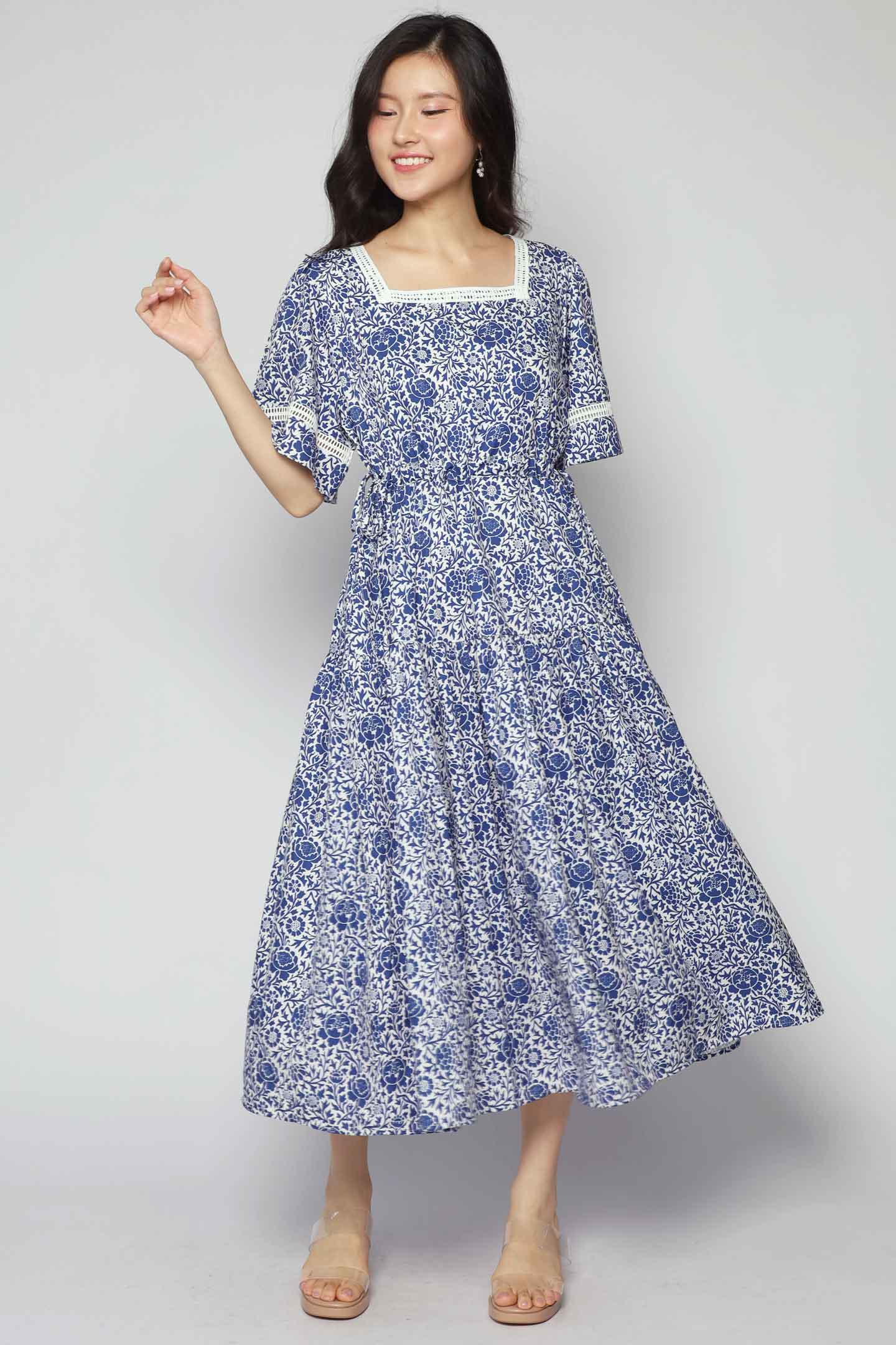 Victoria Dress in Blue Whisper