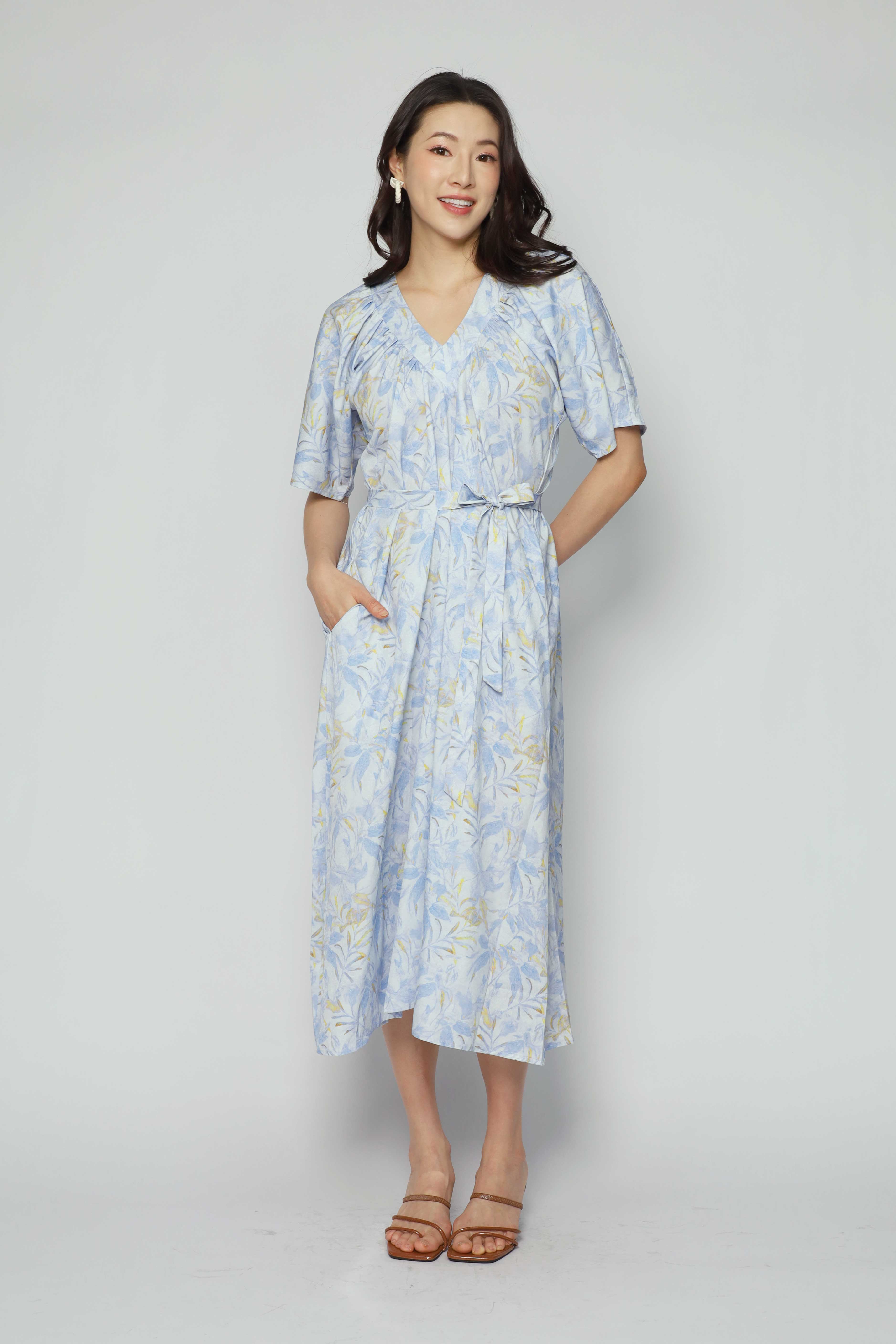 Whitney V Dress in Blue Floret