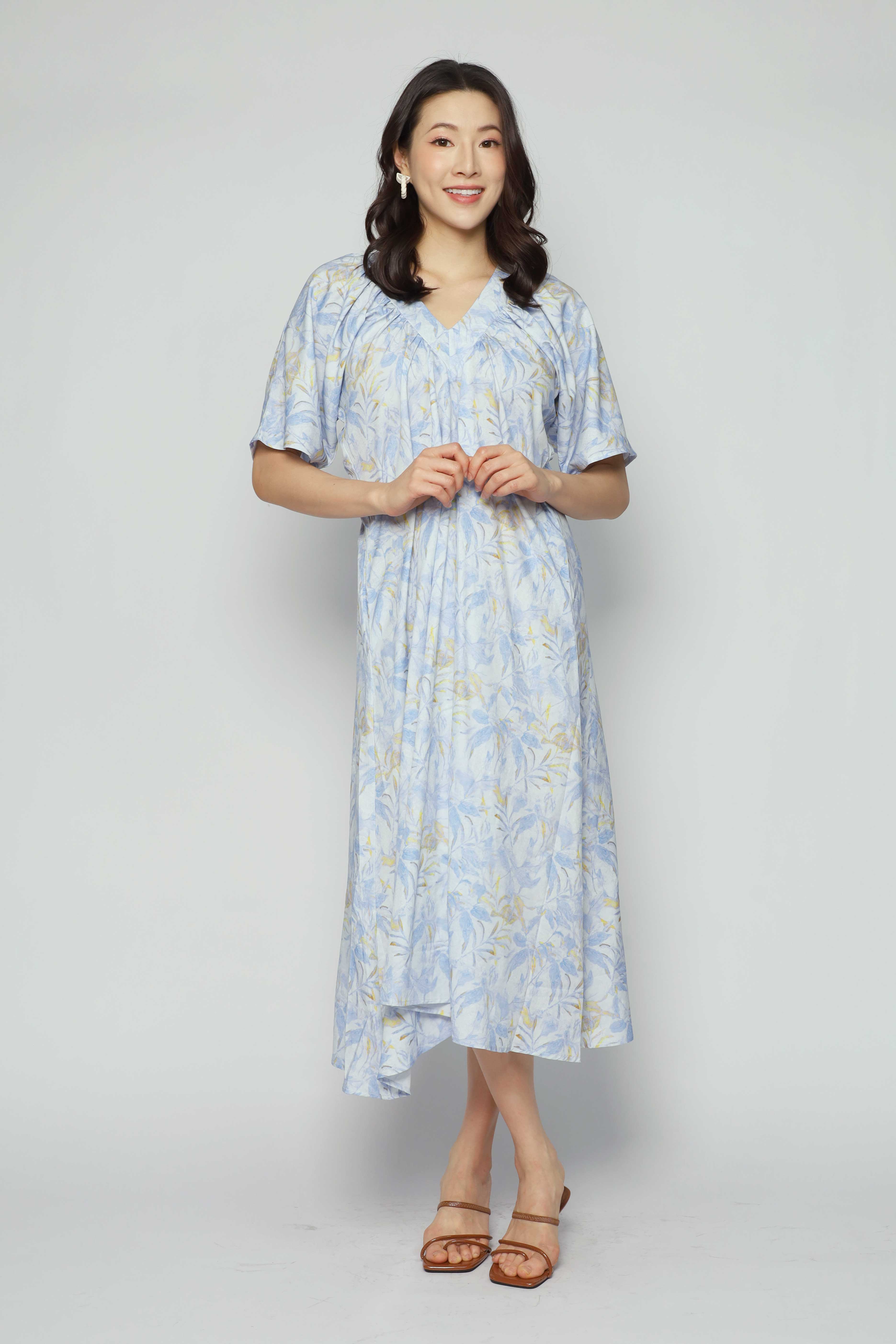 Whitney V Dress in Blue Floret