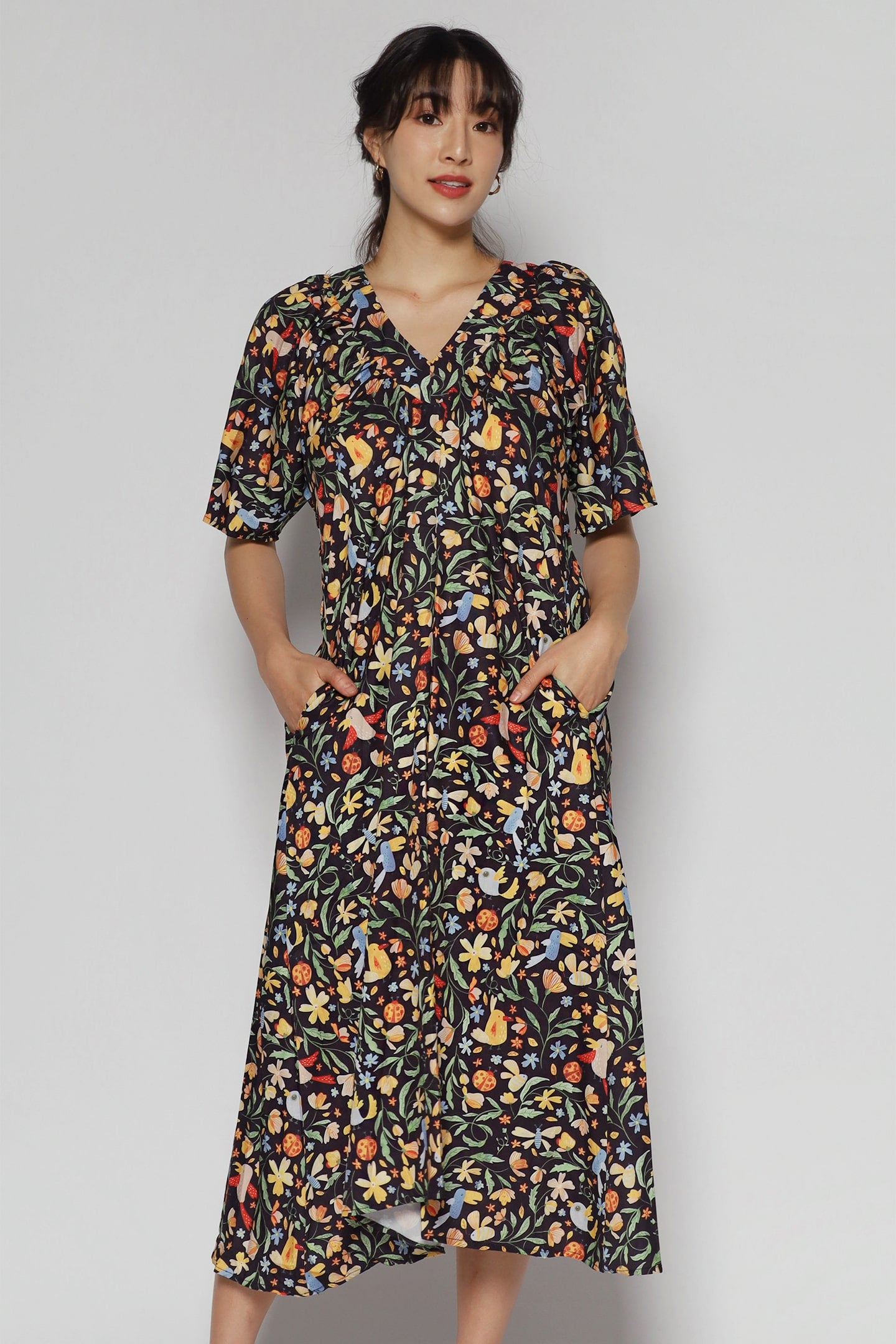Whitney V Dress in Honeysuckle Floral
