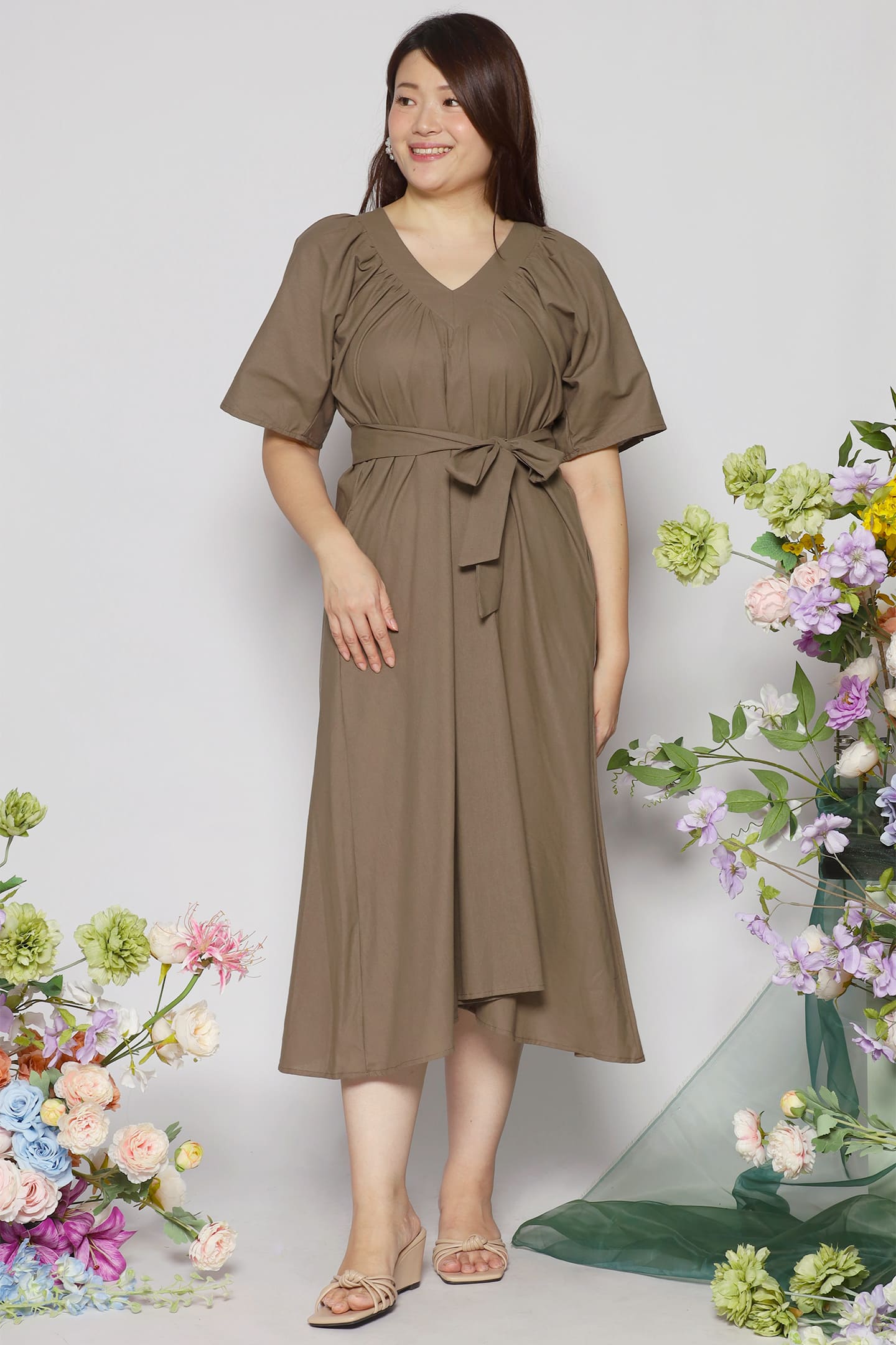 Whitney V Dress in Olive